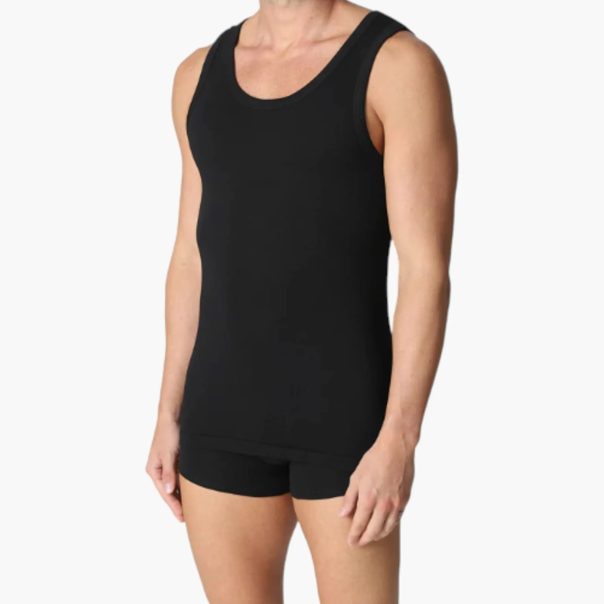 Camiseta de tirantes para hombre, de punto térmico para hombre, color negro, con hombros anchos de algodón cálido, efecto adelgazante, térmico, Remero para hombre, set de hombre 1 3