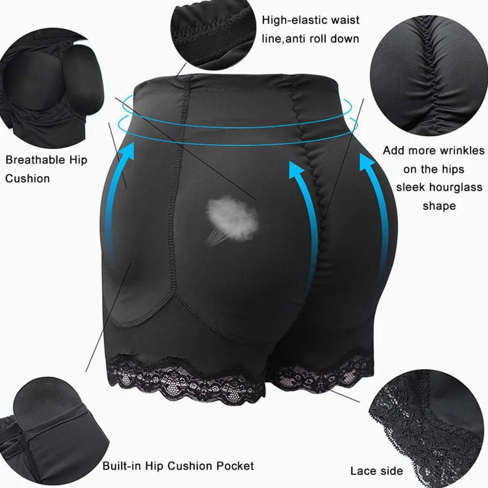 Mujer Bragas con Relleno Braguitas - Braguitas Moldeadoras De Abdomen Y Glúteos para Mujer, con Relleno para Caderas, Moldeadoras De Muslos, con Ganchos Y 4 Almohadillas