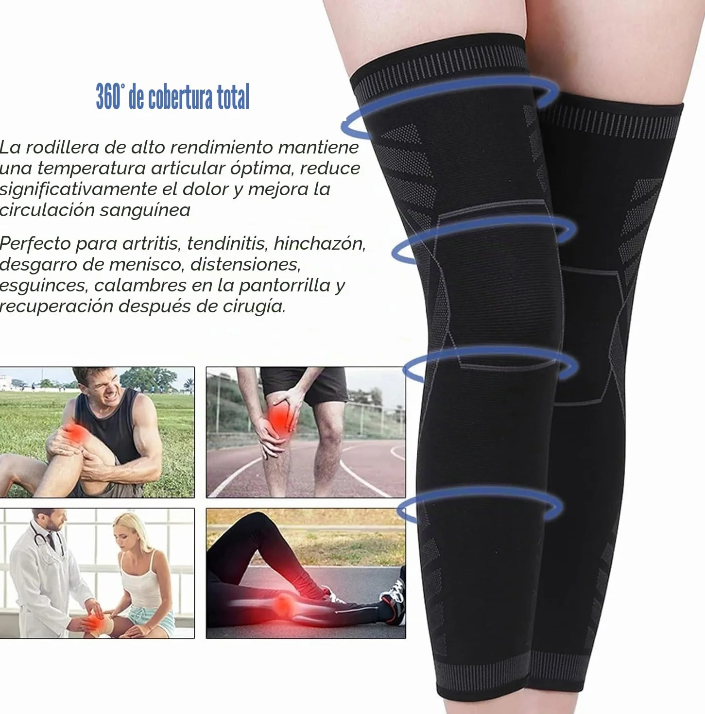 Flytex Mangas de compresión para pierna completa, mangas de compresión para rodilla y pierna, mangas de rodilla para alivio del dolor, mangas de compresión para rodilla y pierna deportivas