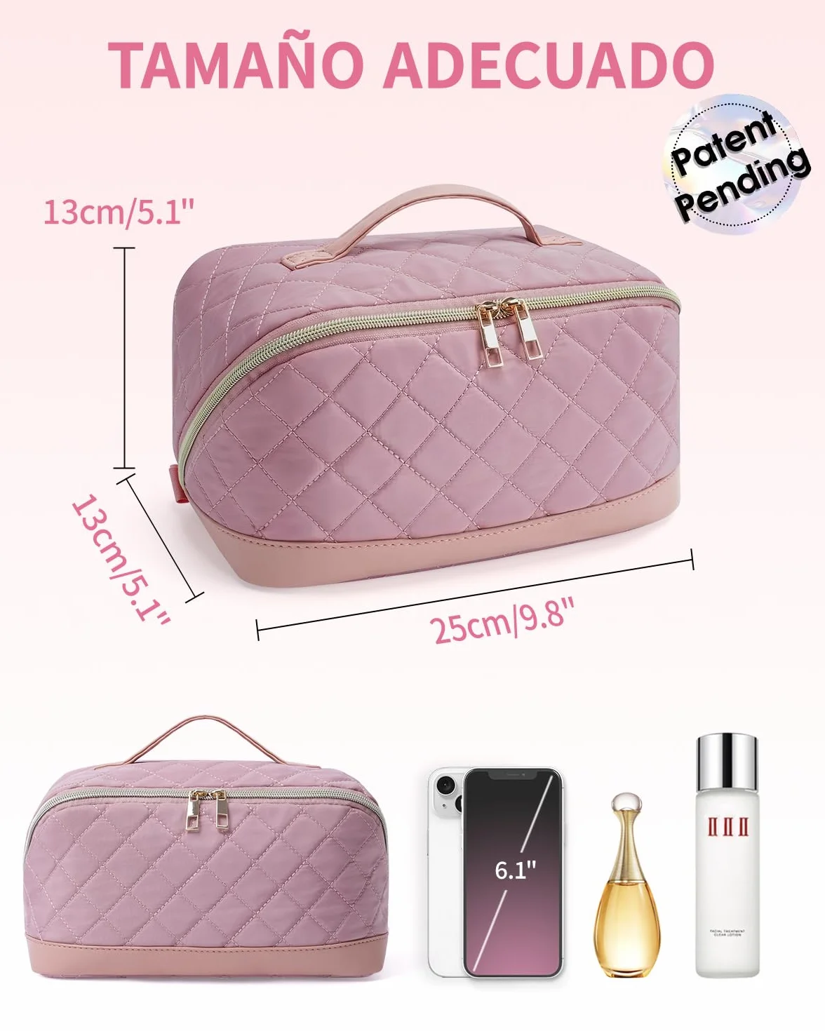 Wandering Nature Neceser Mujer Grande Maquillaje Impermeable – Bolsa de Cosméticos de Viaje con Separador Transparente, Múltiples Compartimentos y Asa – Organizador de Belleza Ideal para Regalar