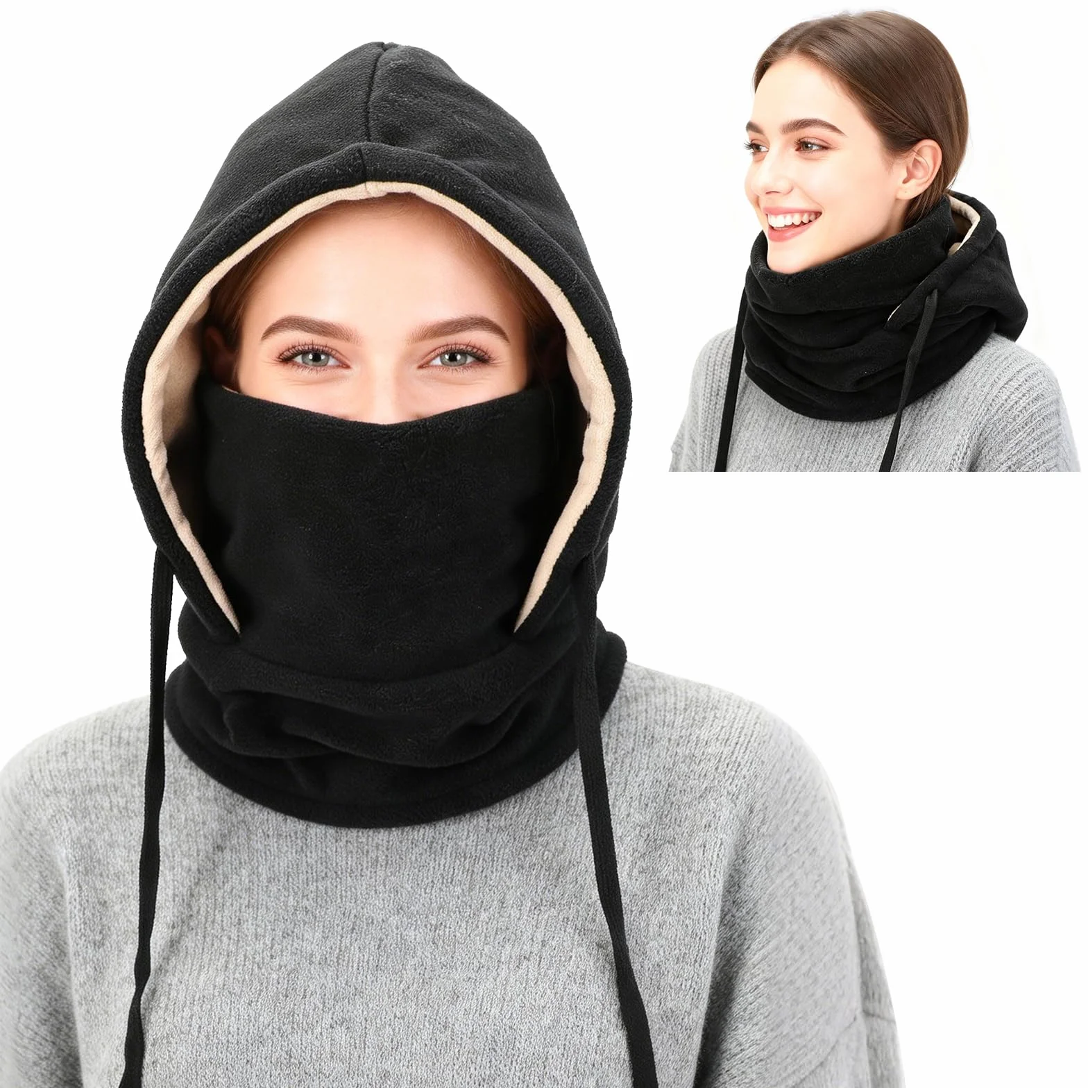 TAGVO Pasamontañas Invierno Capucha Polar Máscara de Esquí, Balaclava Termico de Forro Polar Multifuncional Pasamontañas de Ciclismo Capucha para Hombre y Mujer