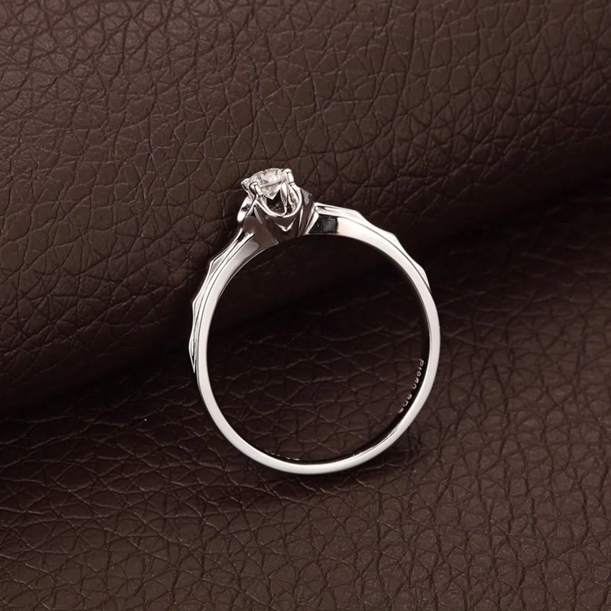 Anillo Mujer Compromiso Diamante, Anillo Mujer Noviazgo Plata Platino Pt950 0.12Ct Blanco Forma Redonda Brillante Ajuste Cómodo