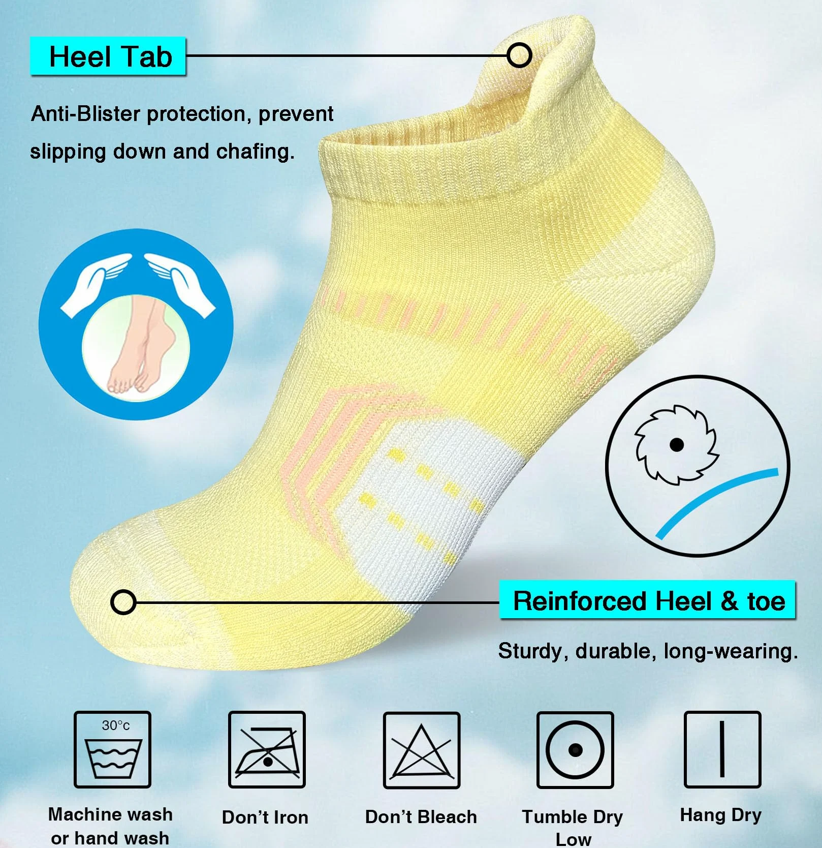 suaskk Calcetines deportivos acolchados para mujer, antiampollas, cómodos, para correr, 5 pares