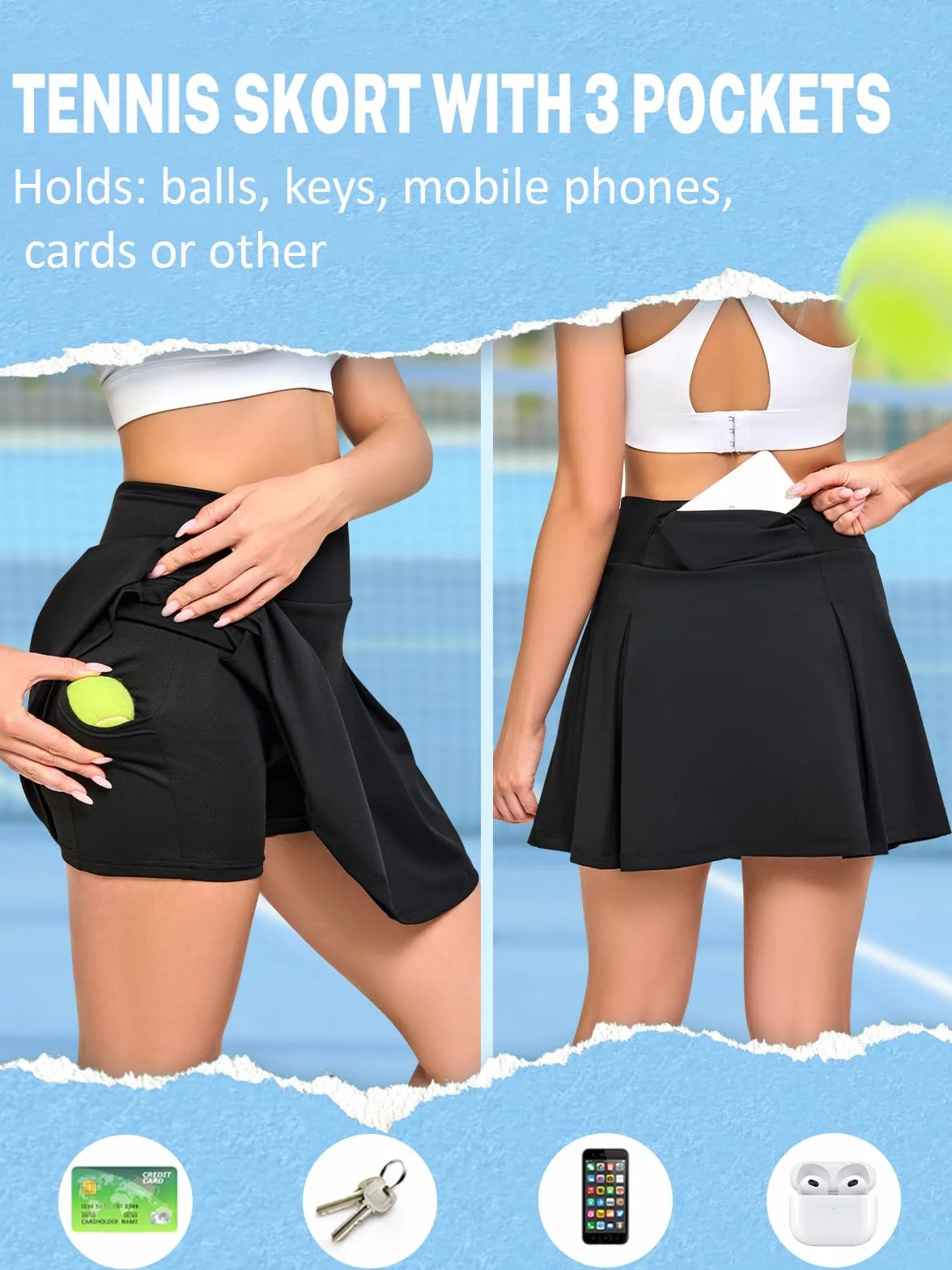 Falda Tenis Mujer con Bolsillo Falda Pantalón Cintura Elástica Deportiva Entrenamiento