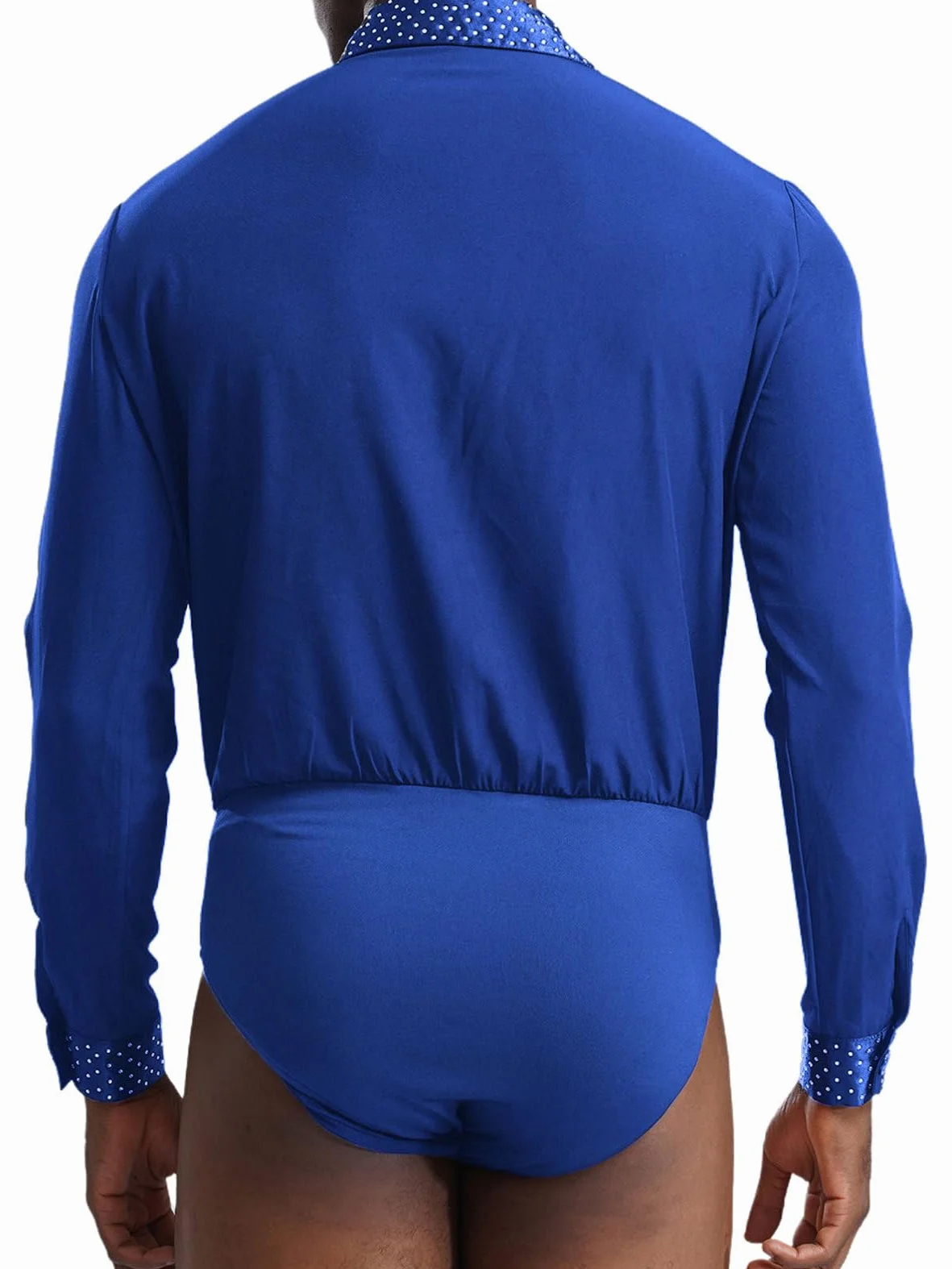 Aislor Maillot De Baile De Patinaje Artístico Para Hombre Body Plisado Manga Larga Cuello V