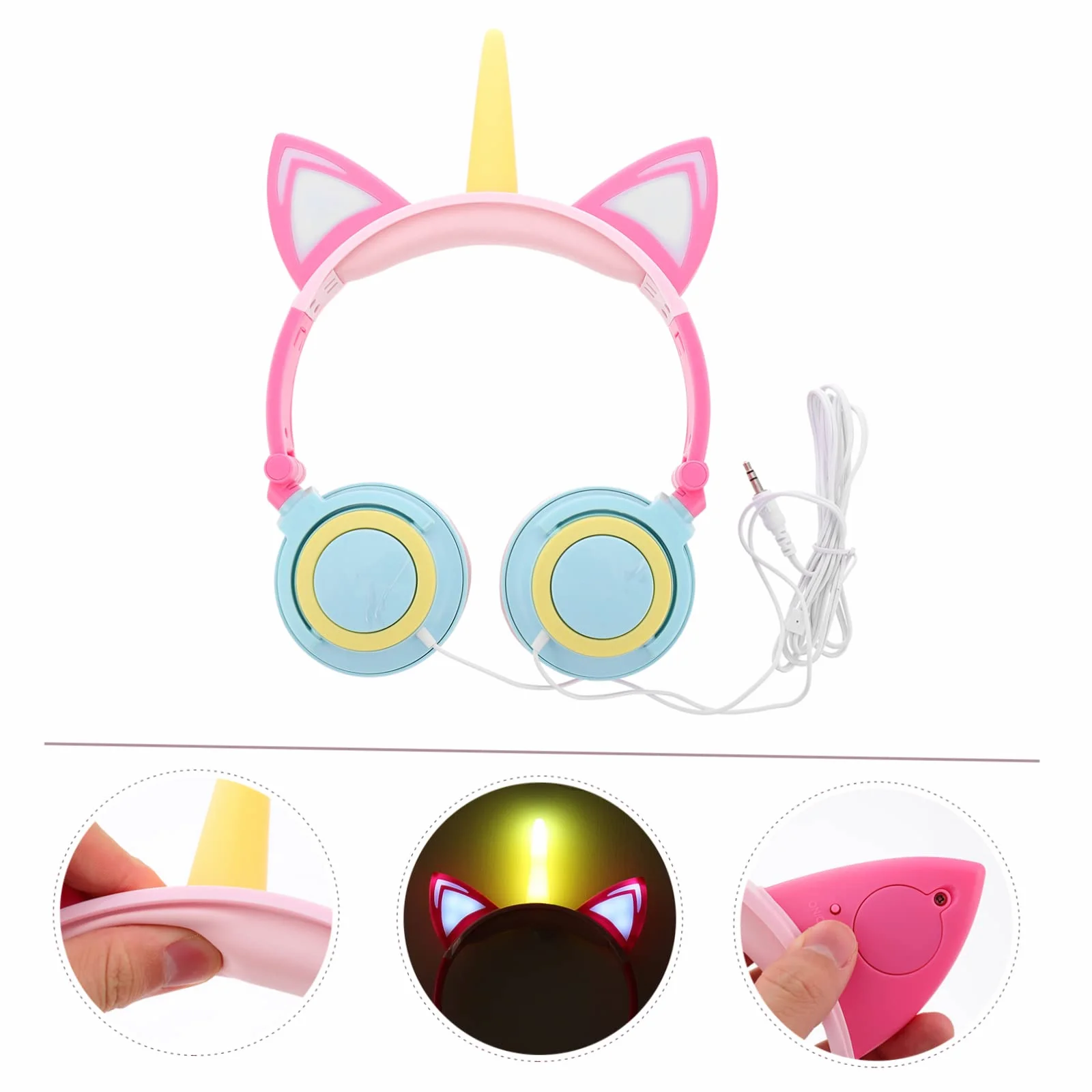 Auriculares De Unicornio Brillantes para Niñas Forma De Unicornio Fabricados Resistente para Jugar El Parque o Fiestas De Cumpleaños