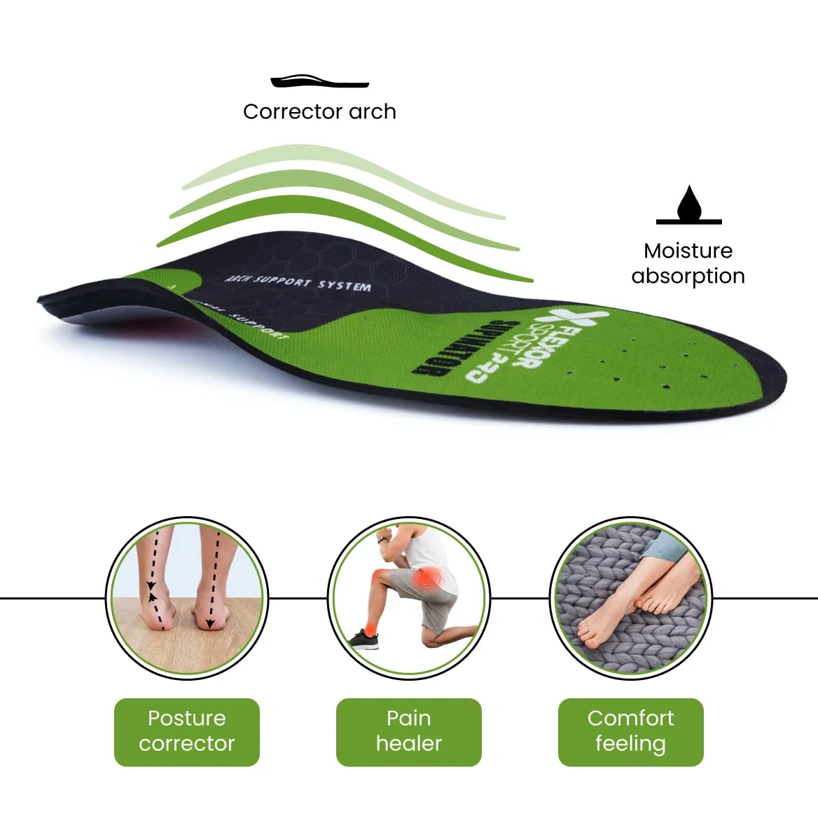 Flexor Plantillas Pro Trail Running para Pie Supinador, Talla 41, Soporte en Arco Plantar, Amortiguación Gel, Transpirables, Unisex