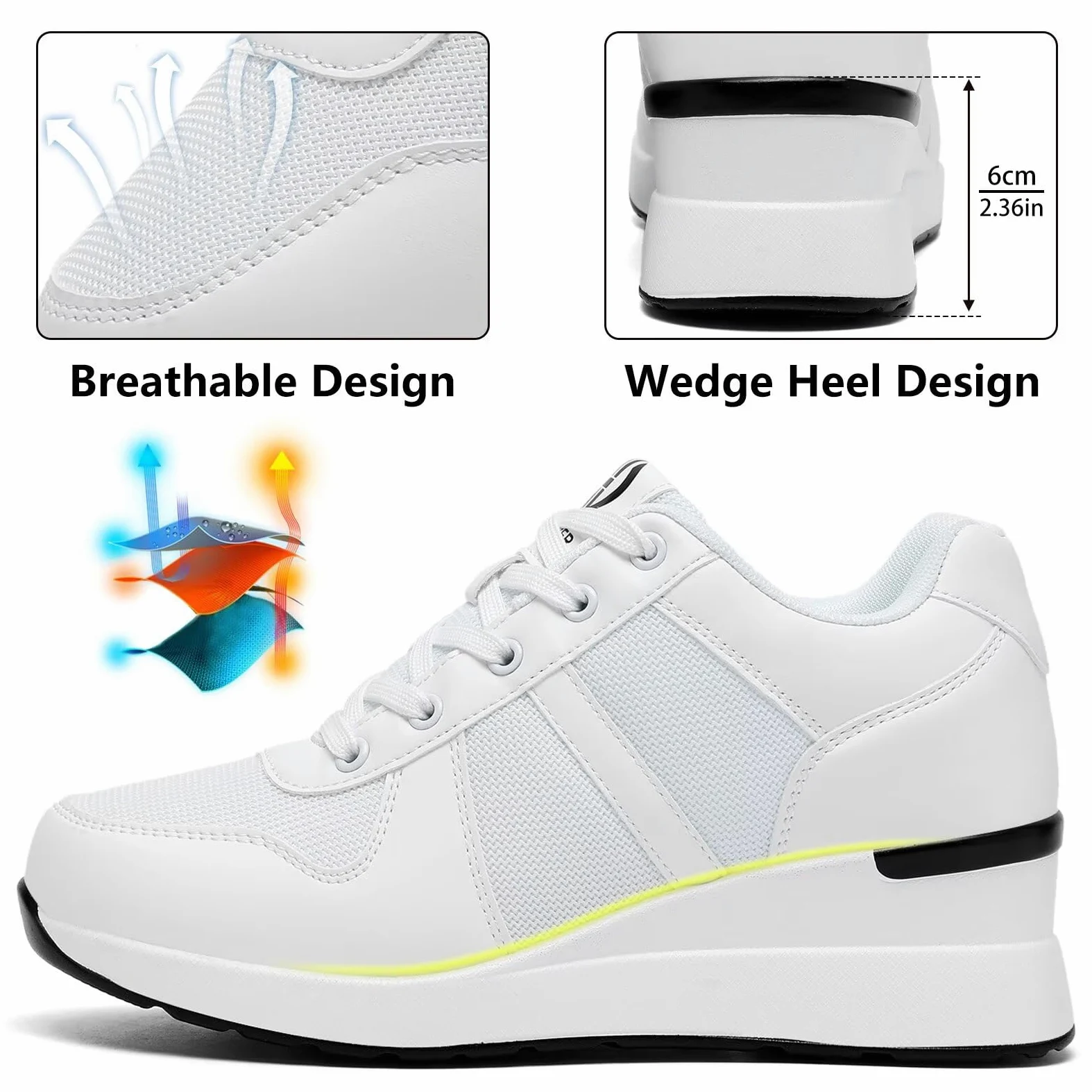 Zapatillas de Cuña para Mujer, Tacón de Cuña de 6 CM