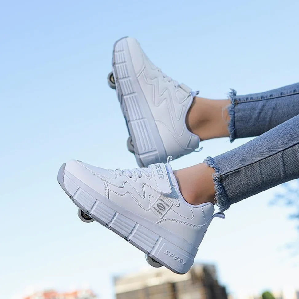 ObaBO Zapatos con Ruedas para niñas/niños, Patines con 2 Ruedas, Zapatos de Skate recreativo al Aire Libre, Ruedas Ligeras