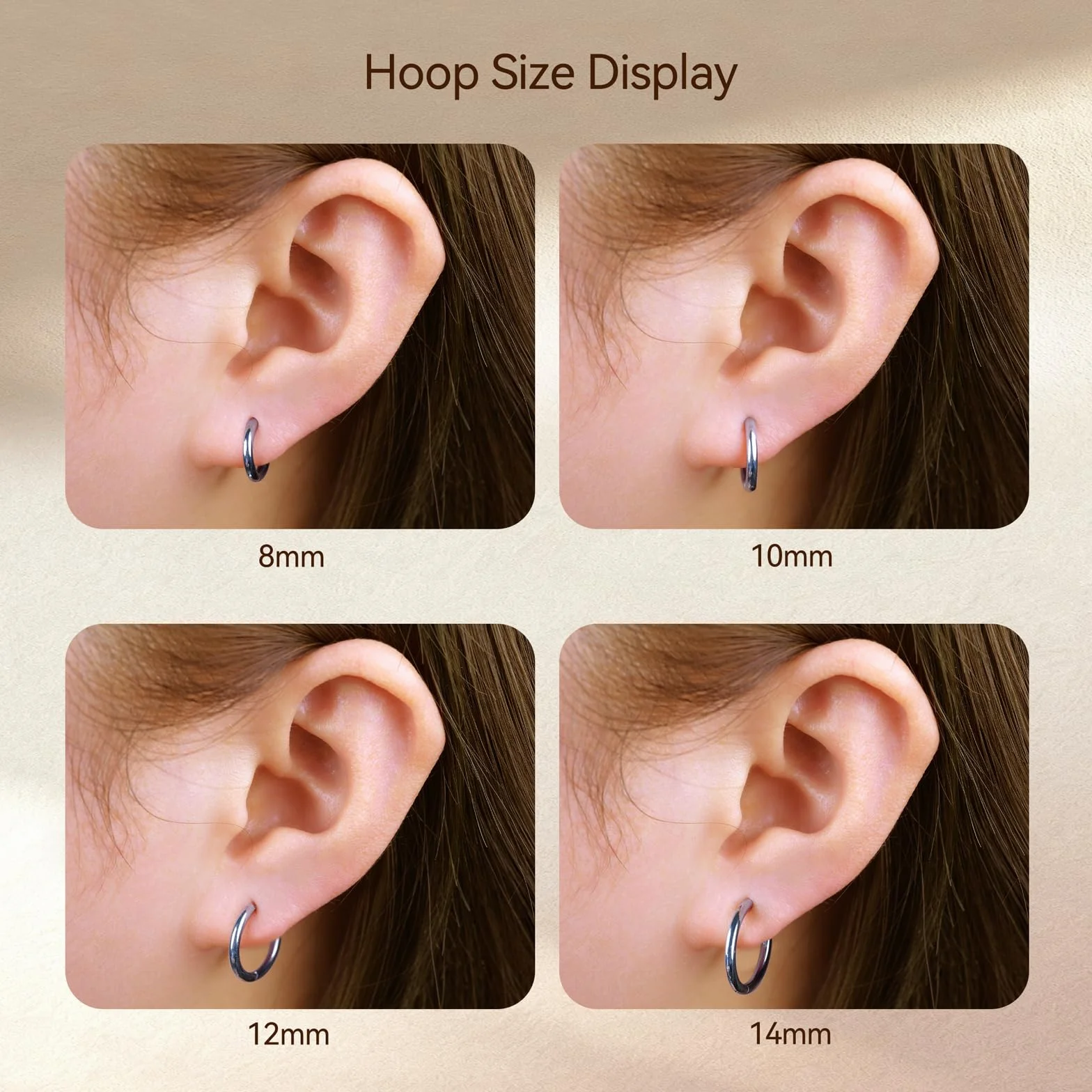 Pendientes de Aro Titanio Hipoalergenicos 8-14mm 20G Ligero Limerencia
