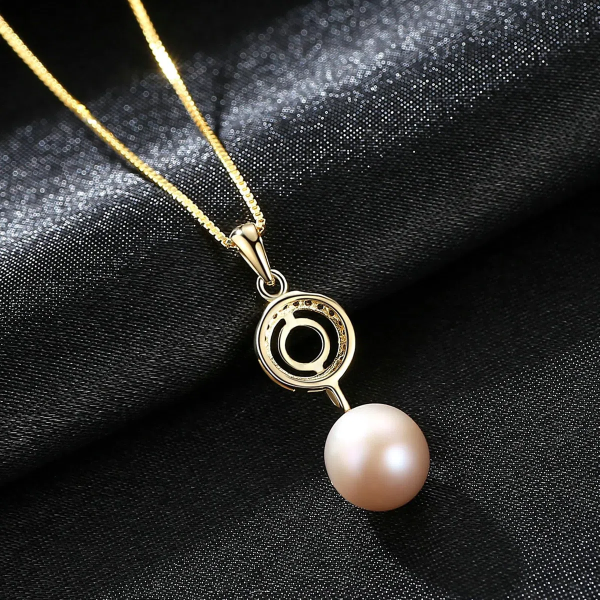 Collar de mujer de oro 375 auténtico, collar colgante de perla y sol con cadena de diamante de 45 cm para boda