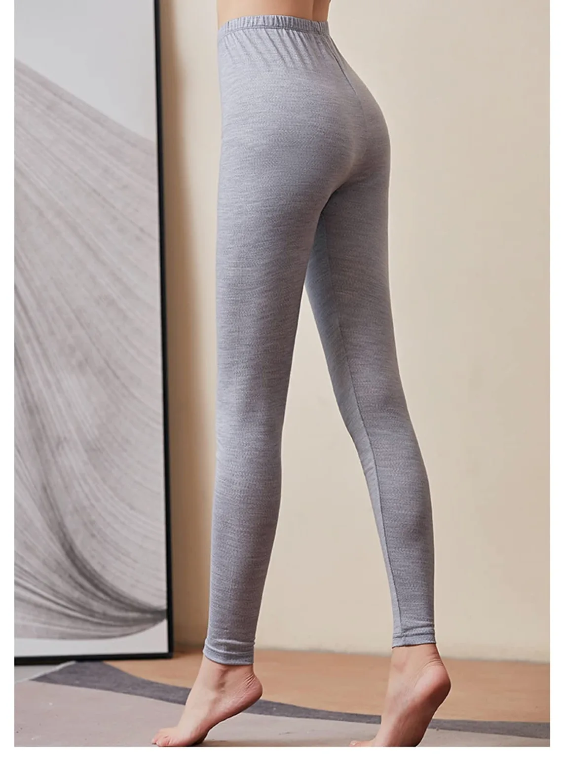 Mujer 100% Pura Lana Conjunto De Ropa Interior Térmica Caliente De Manga Larga Cuello Redondo Suave Conjunto Térmico para Arriba Y Abajo (Color : Deep Gray, Size : XL/X-Large)