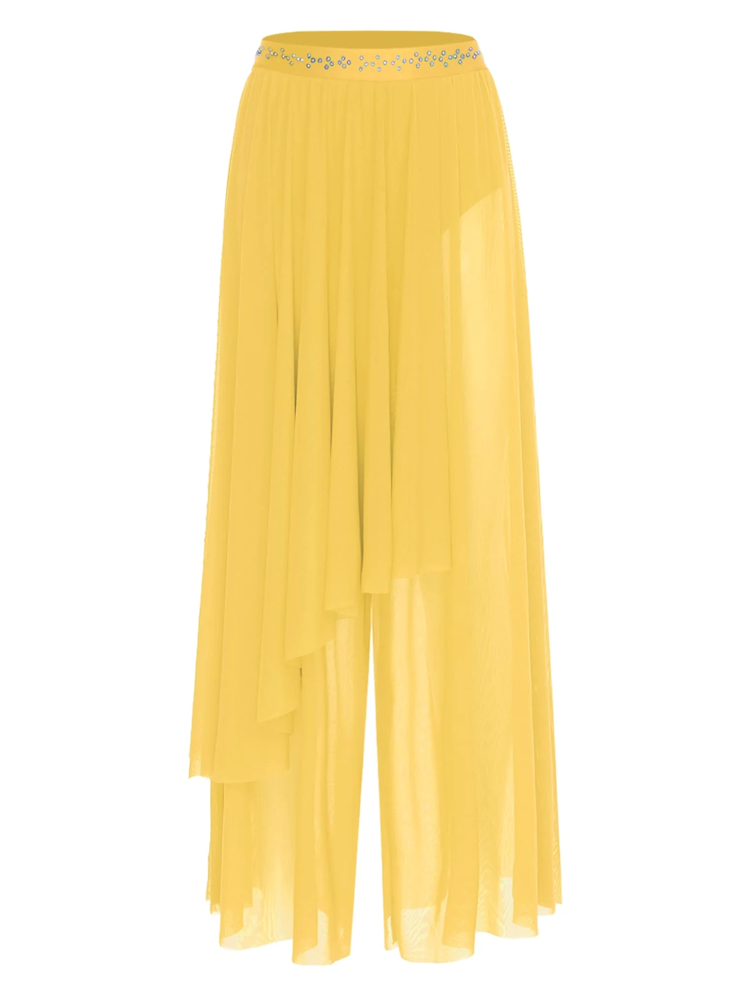 inlzdz Ropa De Baile Lírico De Dos Piezas para Mujer Top Un Hombro + Pantalones De Pierna Ancha Conjundo De Patinaje Artístico