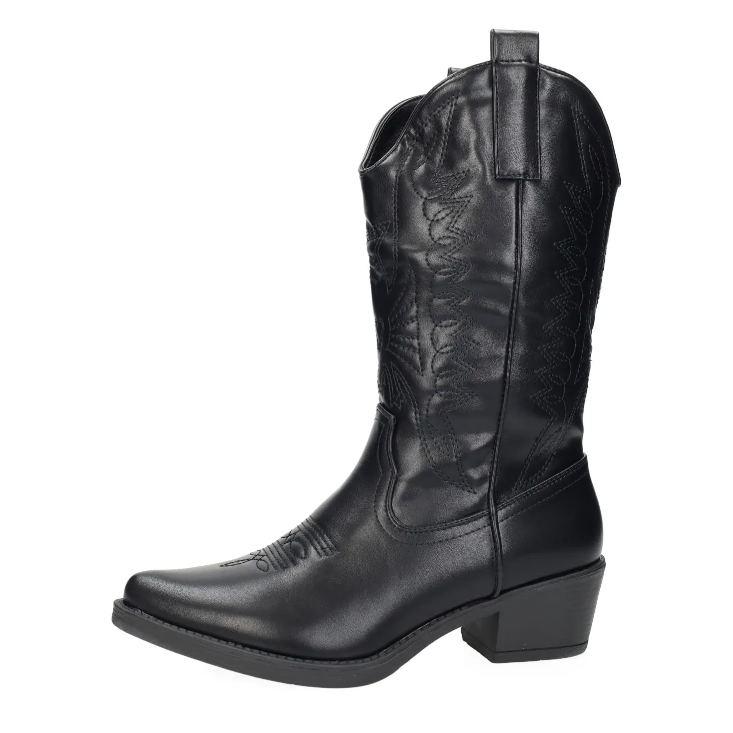 U8A-AX8320-2 Botas Cowboy Mujer Diseño Bordado Imitación Piel Botas con Cremallera Tacón 5 cm Moda Viejo Oeste, Calzado Cowboy Mujer Botines