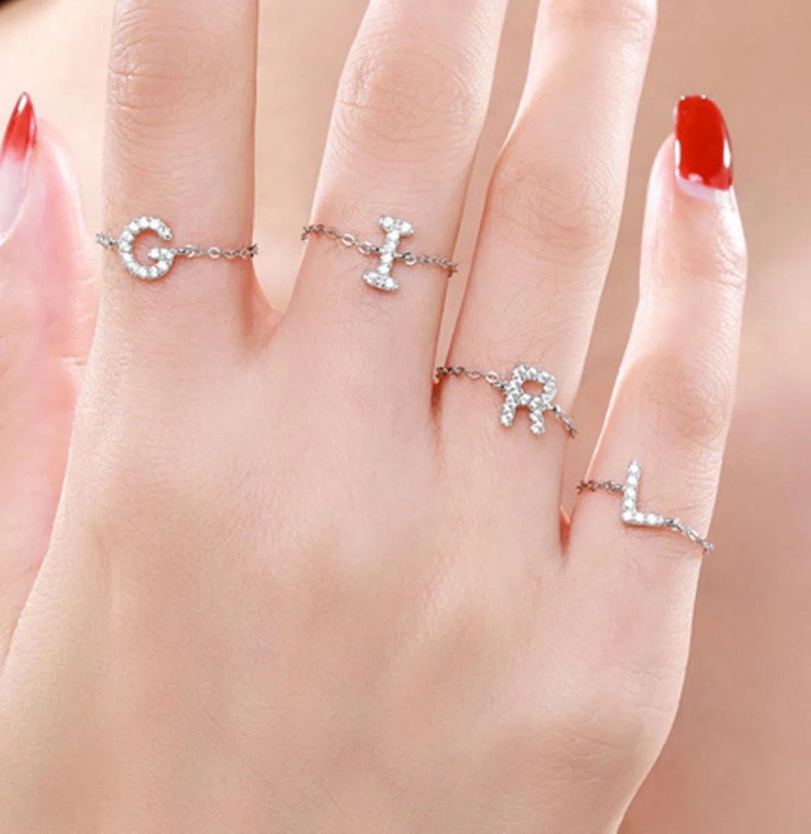 Anillo de oro para mujer, anillo de boda de oro real con diamante, anillo de boda de oro blanco, anillo ajustable para mujeres