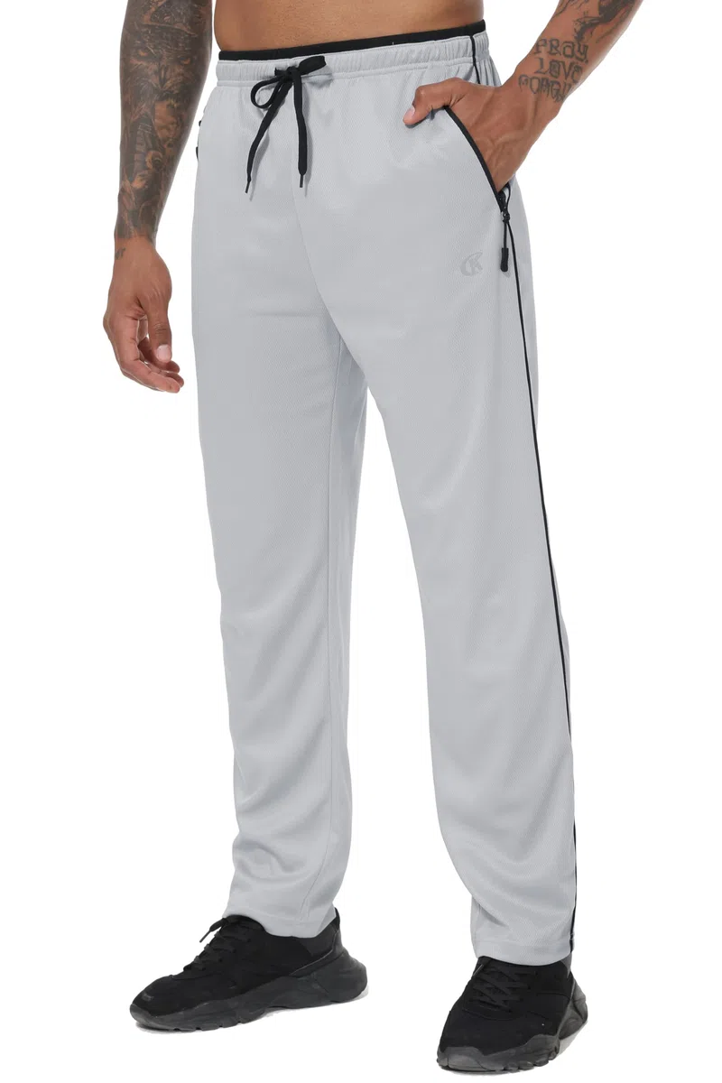 YuKaiChen Pantalones de chándal para hombre, pierna recta, dobladillo abierto, ajuste holgado, ligeros, de secado rápido