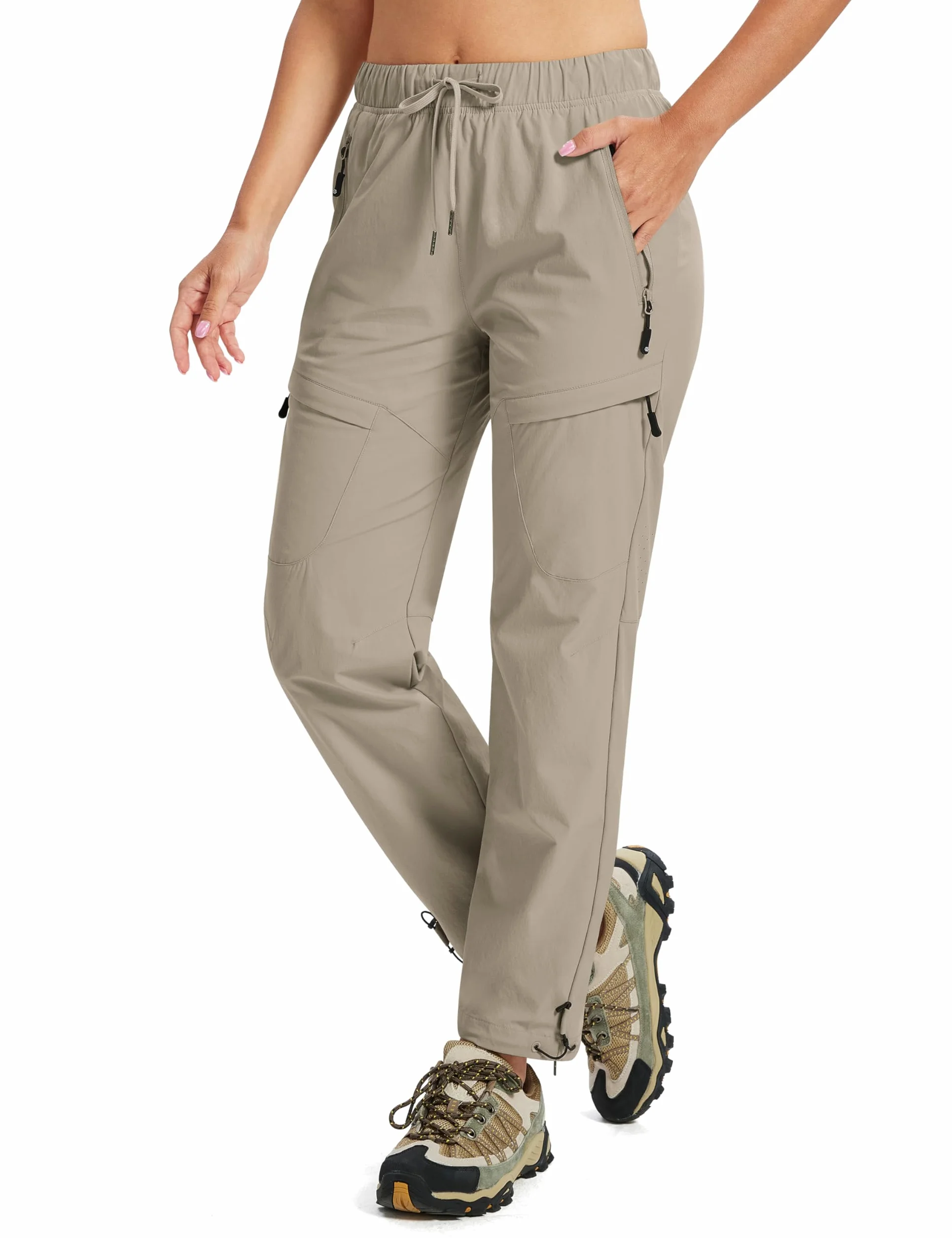Pantalones Trekking Mujer Cargo Senderismo Impermeable Transpirable 5 Bolsillos