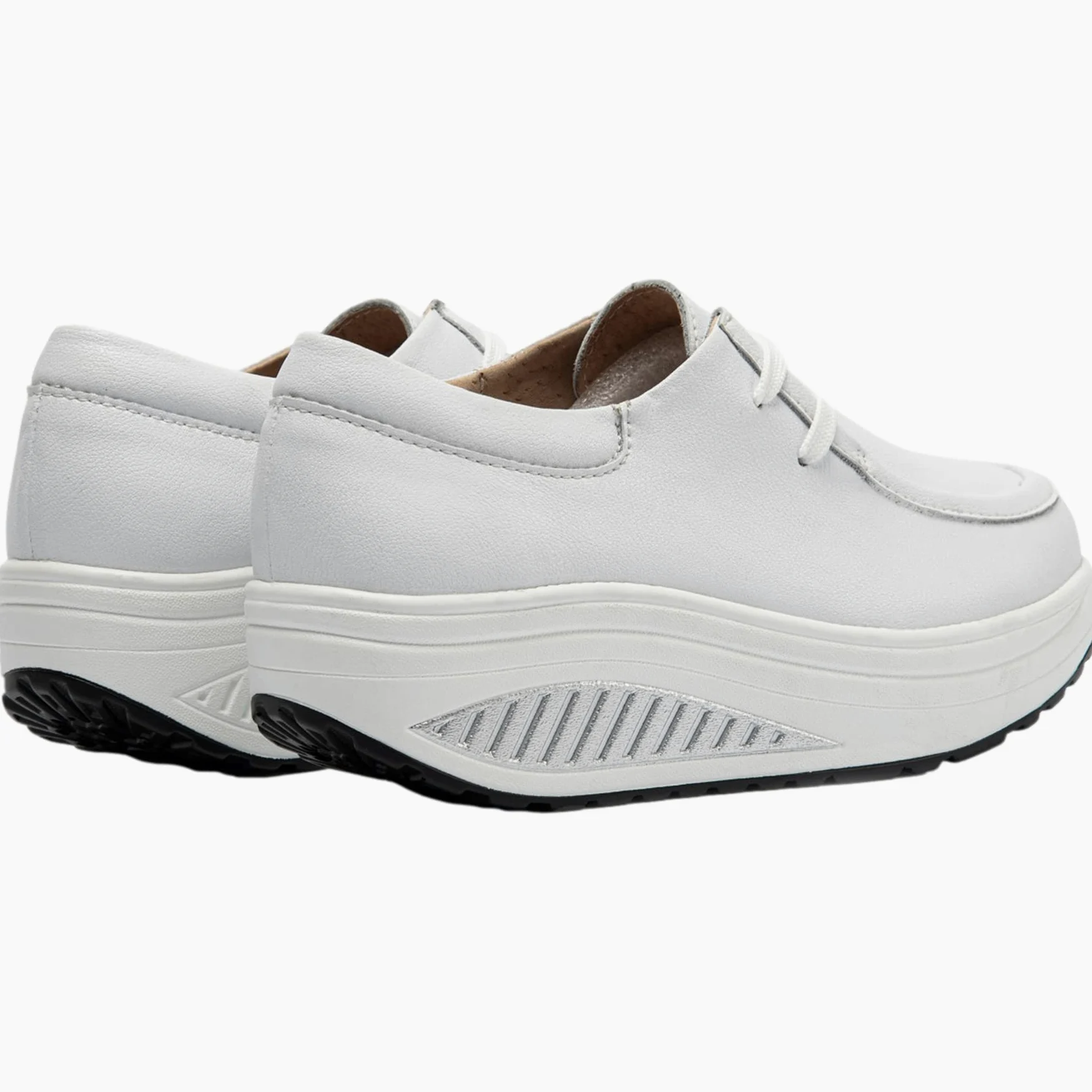 rismart Cuero Plataforma Zapatillas Balancin Mujer Cómodo Casual Caminar Zapato