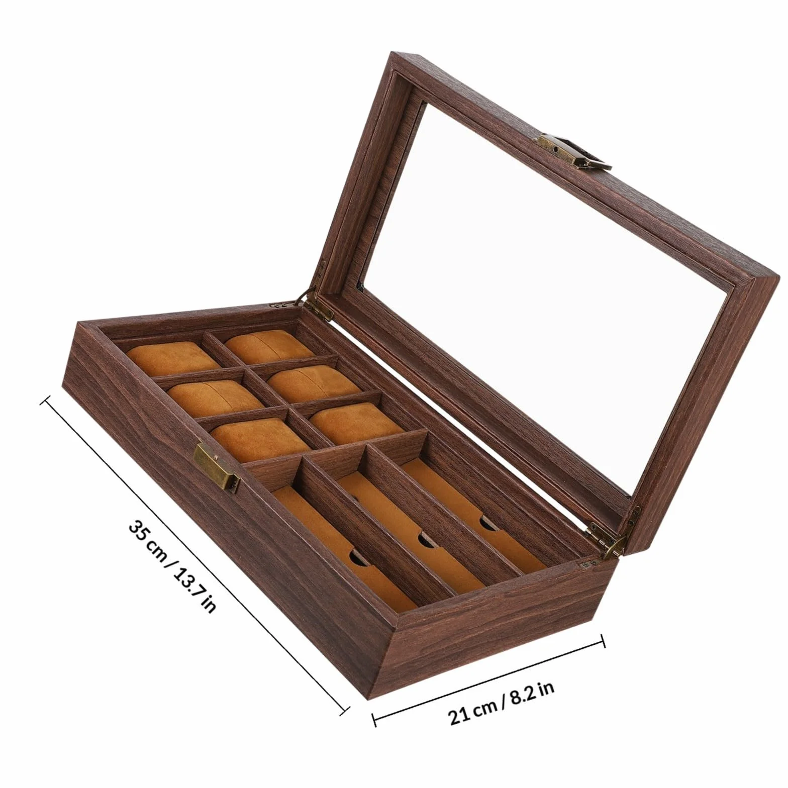 UKCOCO Caja de Madera para Relojes y Gafas Organizador con Compartimentos para Relojes y Gafas Diseño Retro y Funcional para Exhibición y Almacenamiento Seguro