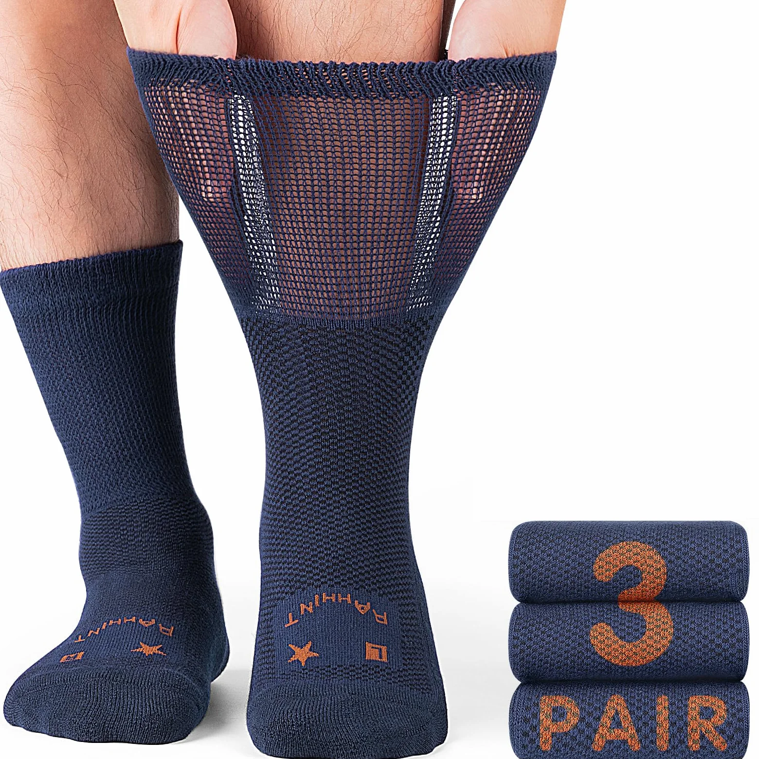 Calcetines de lana merino para diabéticos para hombres y mujeres, gruesos, cálidos, holgados, sin ataduras, pies anchos, suaves y transpirables