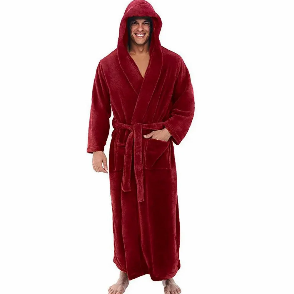 KOSTEN Bata De Baño Mujer Los Pijamas De Invierno Con Capucha Para Hombres Engrosan Y Calientan Los Abrigos De Bata De Manga Larga Para Hombres