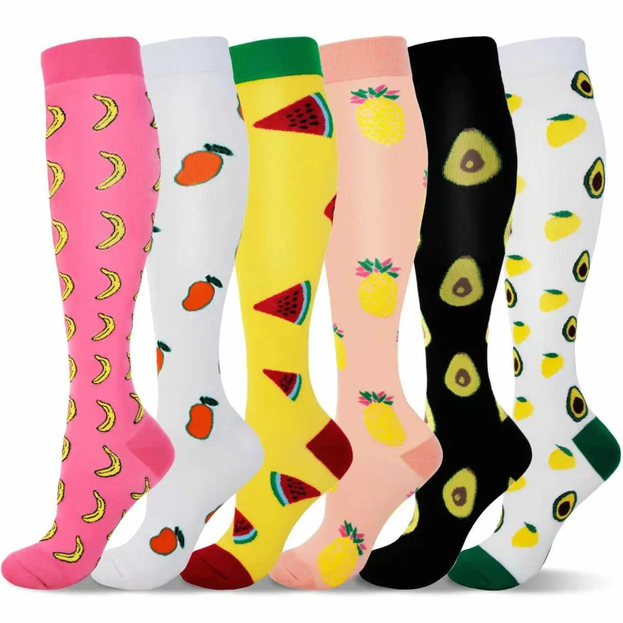 LEOSTEP Calcetines de Compresión 6 Pares para Hombres y Mujeres, Soporte Diario Viajes Trabajo