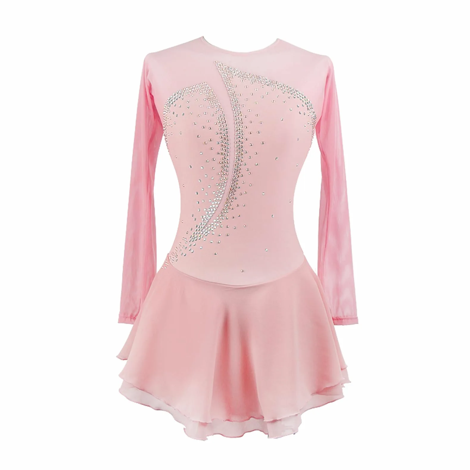 Vestido de Patinaje Artístico para Niñas Maillot de Patinaje sobre Hielo para Mujeres Traje Brillante con Pedrería Traje de Gimnasia Rítmica