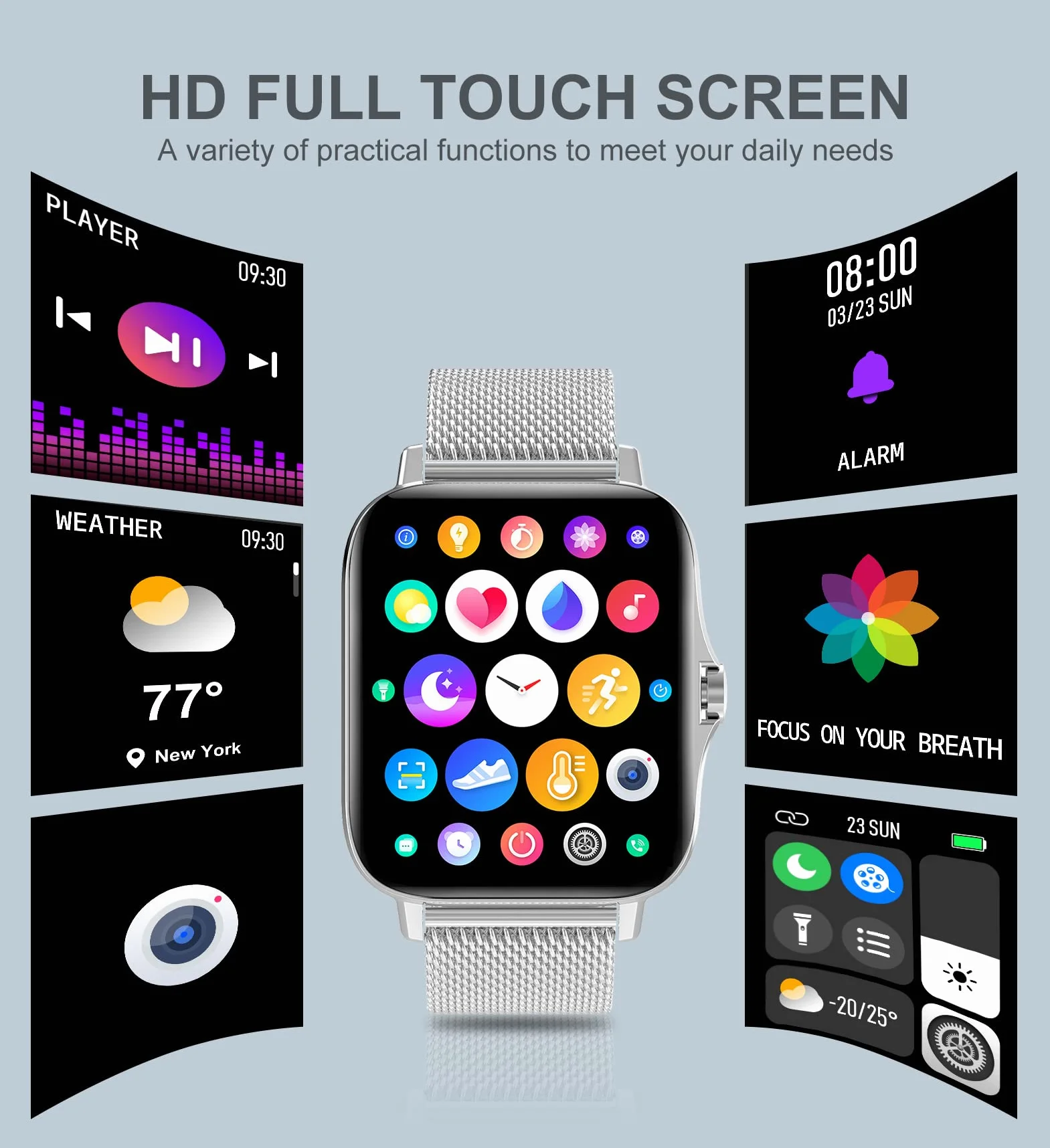 Reloj Inteligente Mujer con Llamadas, Smartwatch Mujer 3 Correas, 1,69" Reloj Deportivo Ritmo Cardíaco Oxígeno Sanguíneo Sueño Reloj Digital Pulsera Actividad Android iPhone (Blanco)