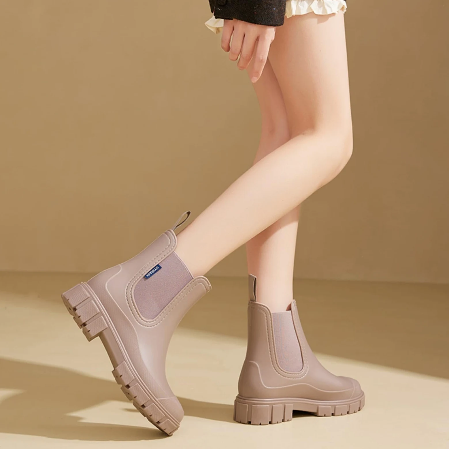 Botas de goma para mujer, cortas, impermeables, botas de lluvia Chelsea, botines antideslizantes para jardín, botas de lluvia