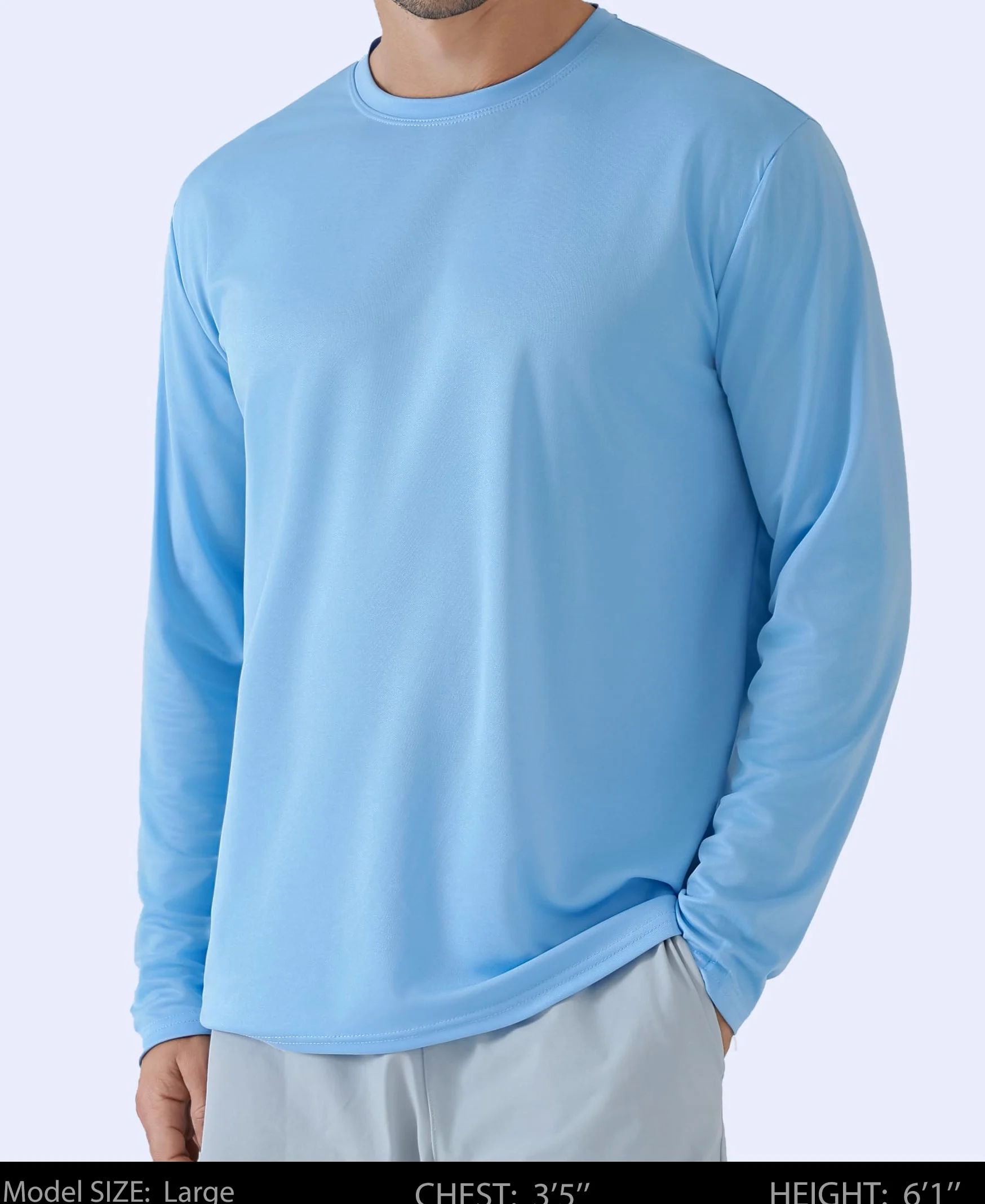 OYGSieg Paquete de 6 camisetas de manga larga para hombre que absorben la humedad UPF SPF protección solar camisetas de entrenamiento camisetas casuales