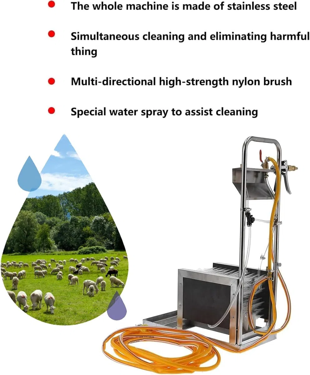 Cepillo de zapatos de acero inoxidable con pistola pulverizadora de agua, raspador de limpieza rápida para caminos de jardín y granja, 15 agujeros para eliminar la suciedad definitiva