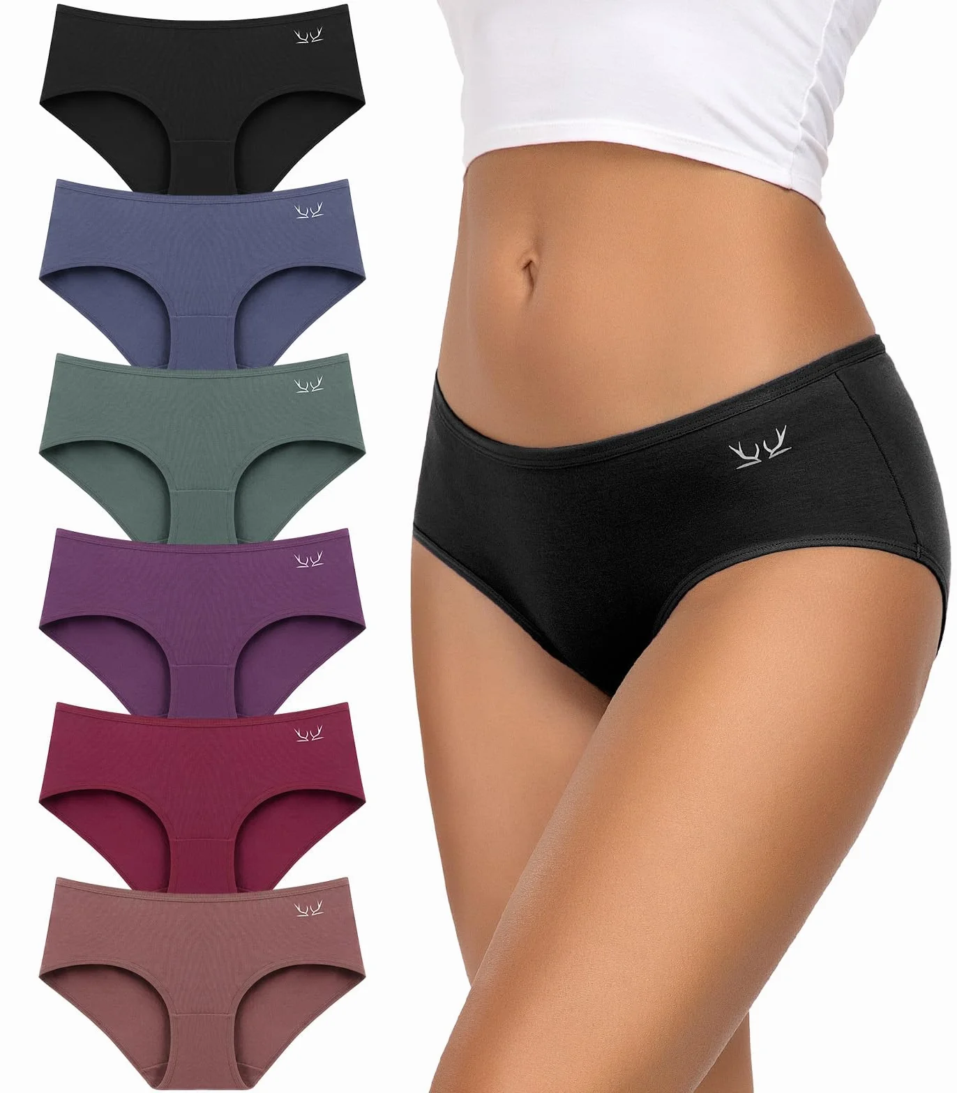 TANSTC Bragas Mujer Algodón Pack 6 Hipsters Talla Baja Transpirables Elásticas XS 4XL