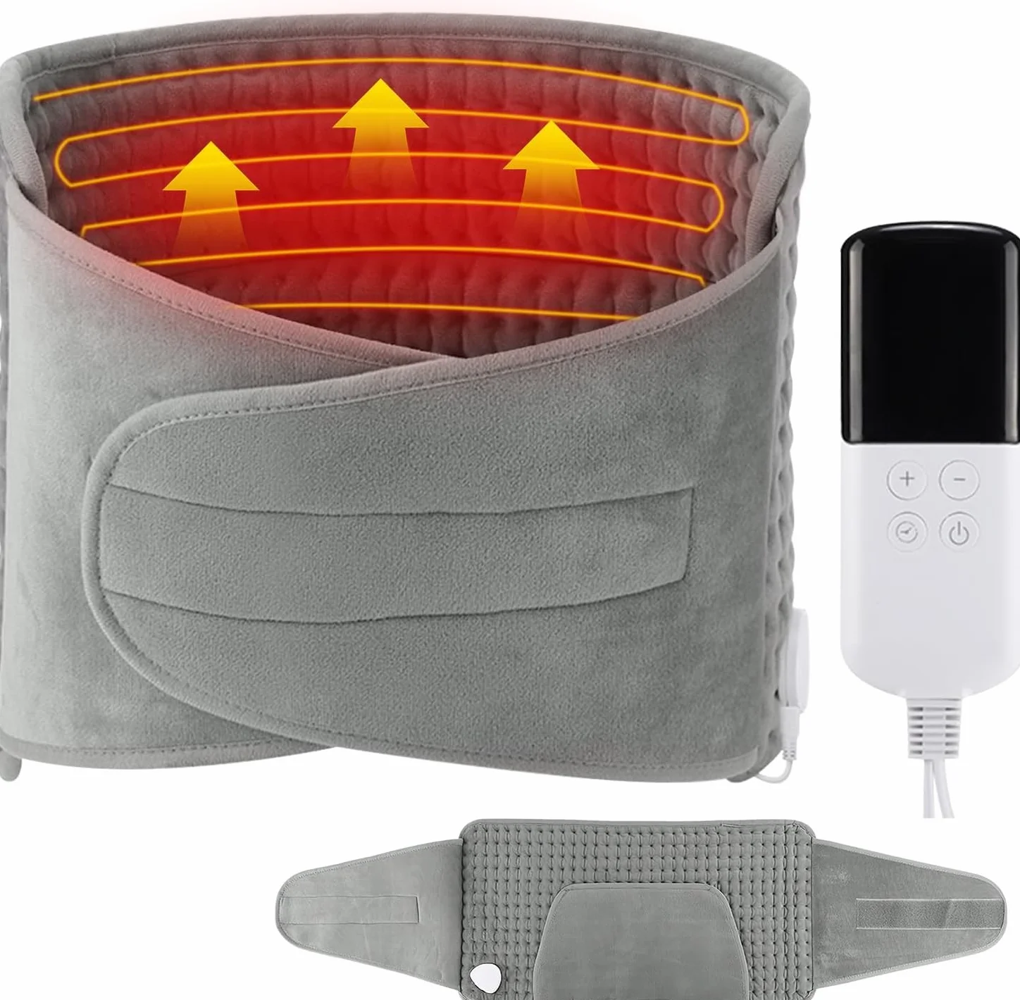 Faja lumbar calefactora 122 x 30 cm, termoforo lumbar con 10 niveles de temperatura y 4 ajustes de tiempo, termoforo eléctrico para la espalda, lavable, para espalda, cuello, hombros, abdomen