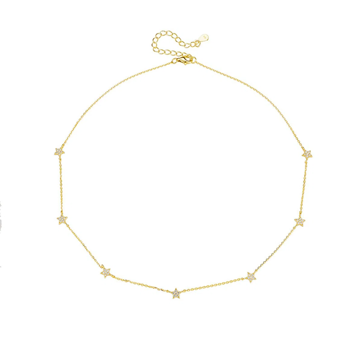Collar de oro amarillo de 9/14/18 quilates, collares con colgante de estrella con moissanita, collares minimalistas de 38 + 5 cm