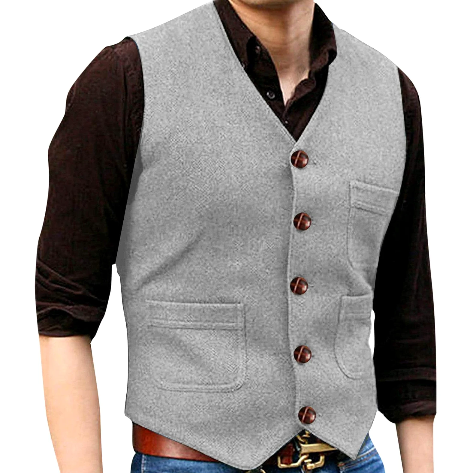 Chaleco Mujer Moda Cardigan Exterior Masculino Chaqueta Elegante Traje Ceremonia Boda Formal