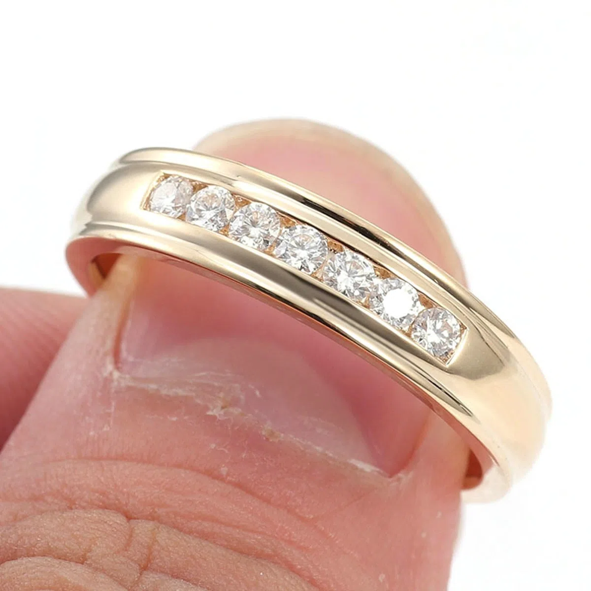 Anillo de compromiso de oro amarillo de 18 quilates, para parejas, oro redondo, blanco, moissanita, sencillo