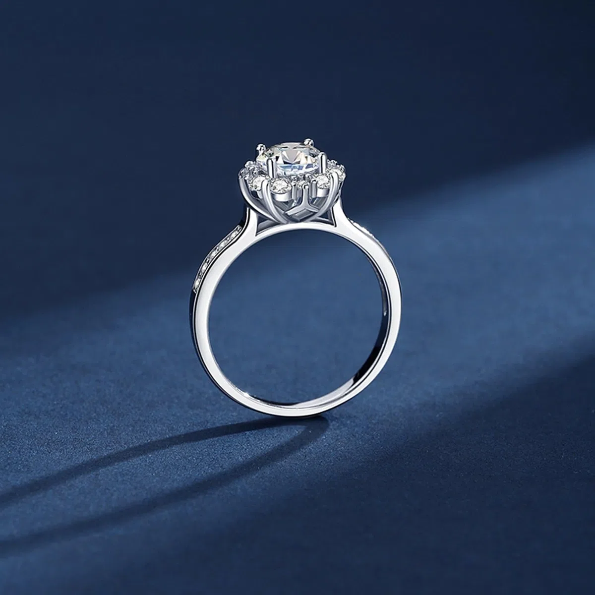 Anillo de oro blanco de 9 K/14 K/18 quilates/platino 950, anillos para mujer, 6,5 x 6,5 mm, moissanita, blanco, 1 ct, anillo de promise, anillo de aniversario para mujeres, regalos de joyería
