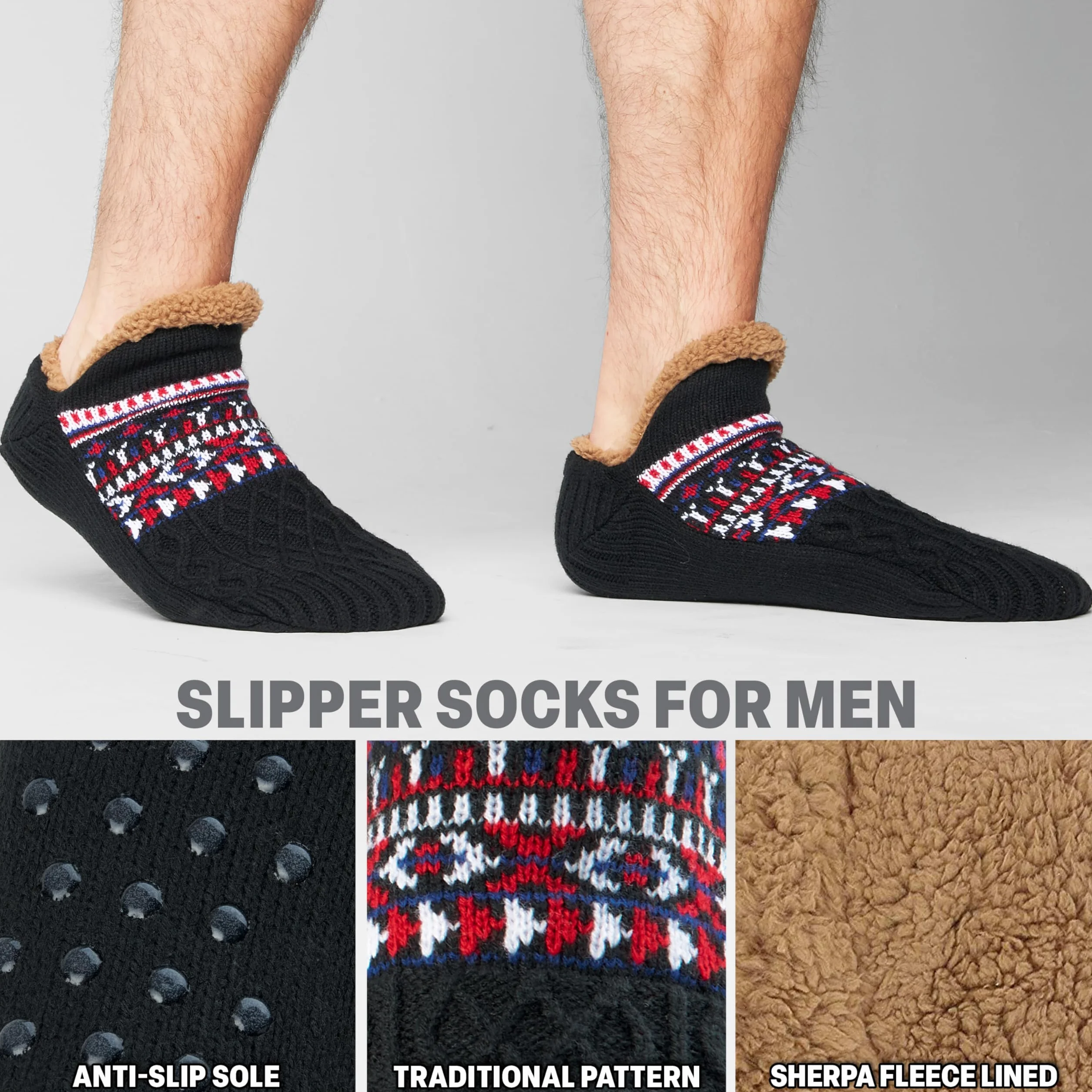 CityComfort Calcetines Hombre Invierno, Calcetines de Andar por Casa Antideslizantes, Regalo para Hombre y Adolescente