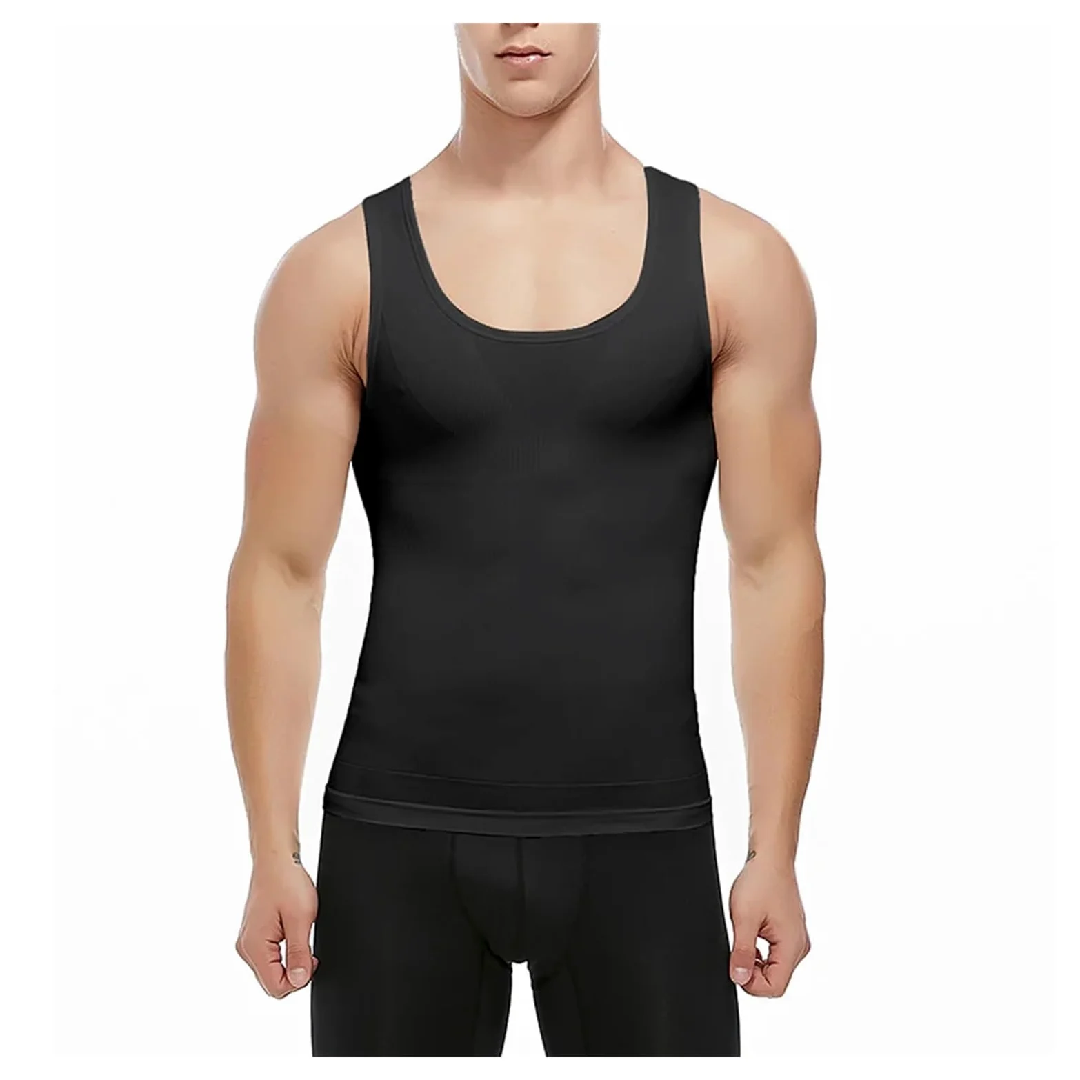 Camiseta Reductora Hombre Camiseta de compresión for Hombre Adelgazante Moldeador de Cuerpo for Ocultar Moobs Camisetas sin Mangas for Entrenamiento Camisetas Interiores(2PCS,XXL)