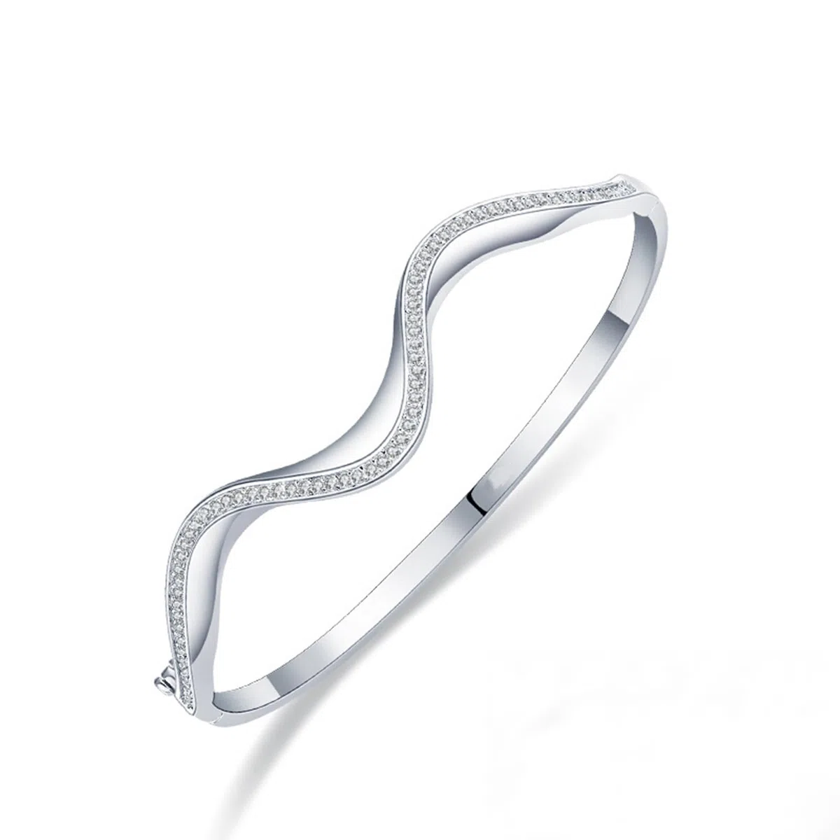 Pulseras de la amistad onduladas para mujer con diamantes creados, pulsera de platino para ella, oro blanco de 9/14/18 quilates y PT950