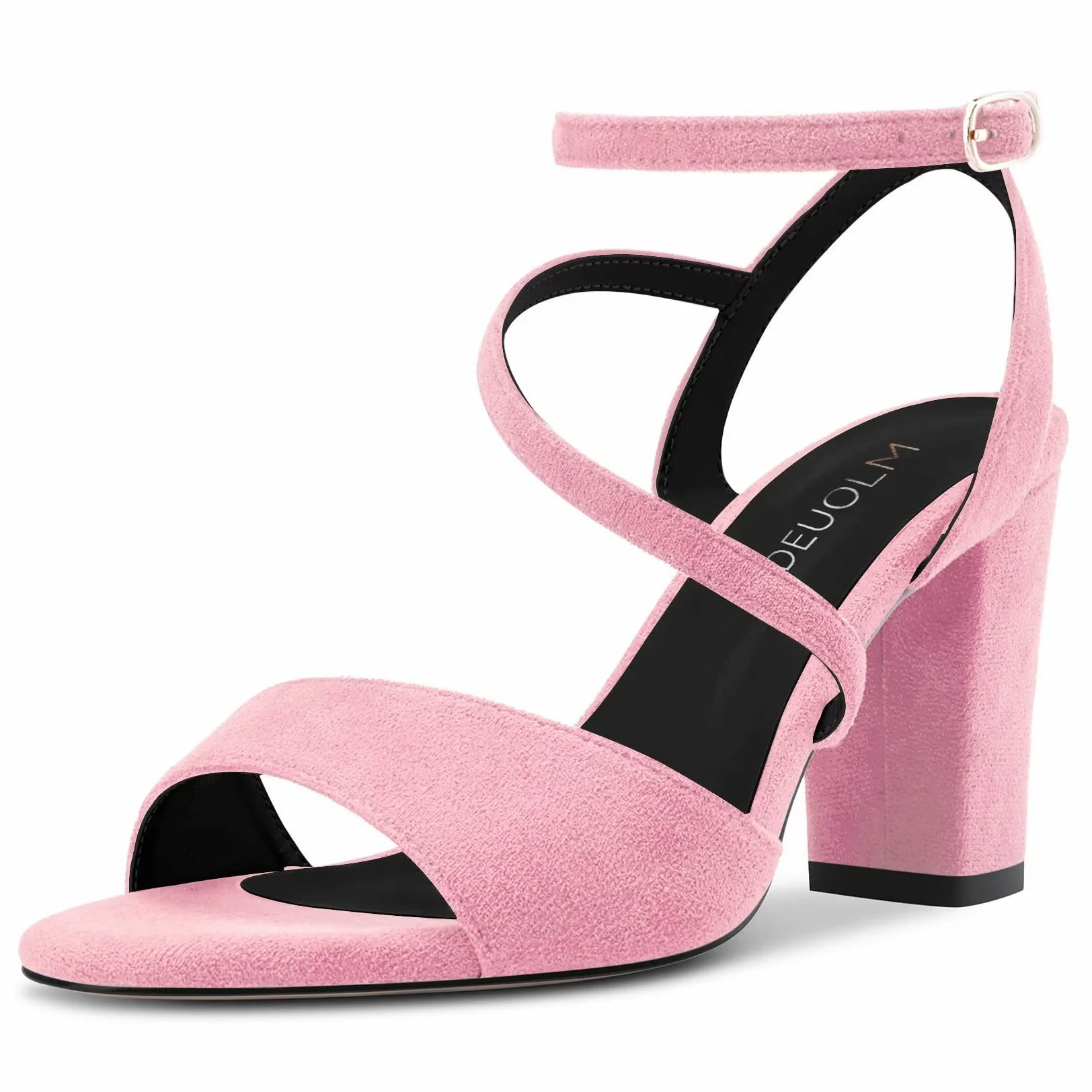 HDEUOLM Mujer Chunky Ancho Alto High Heel Abierta Punta Sandalias Correa Tobillo Casual Cute Zapatos