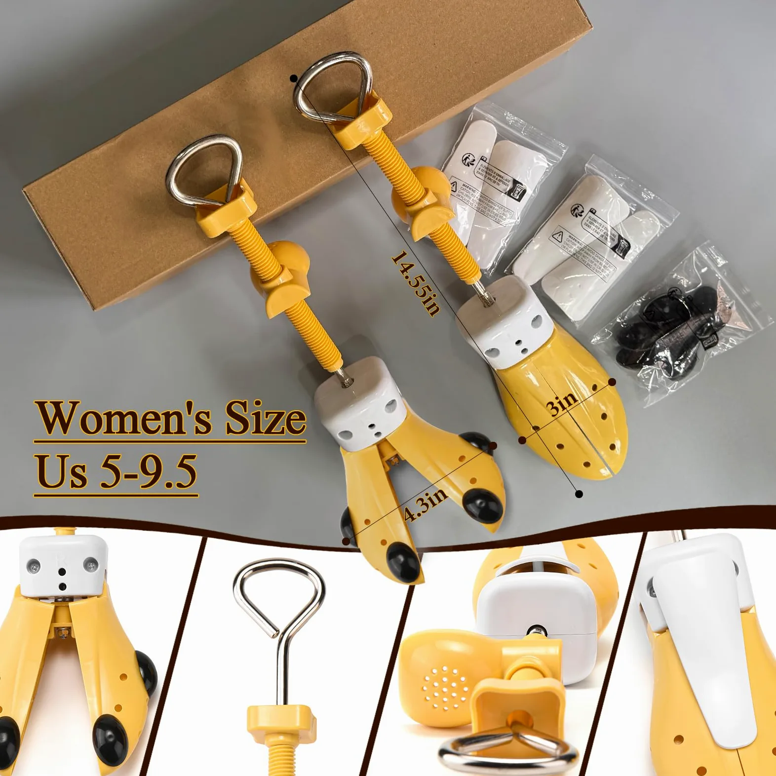 Estirador de zapatos para mujeres y hombres, pies anchos, par de expansores de zapatos, ancho ajustable, longitud y empeine