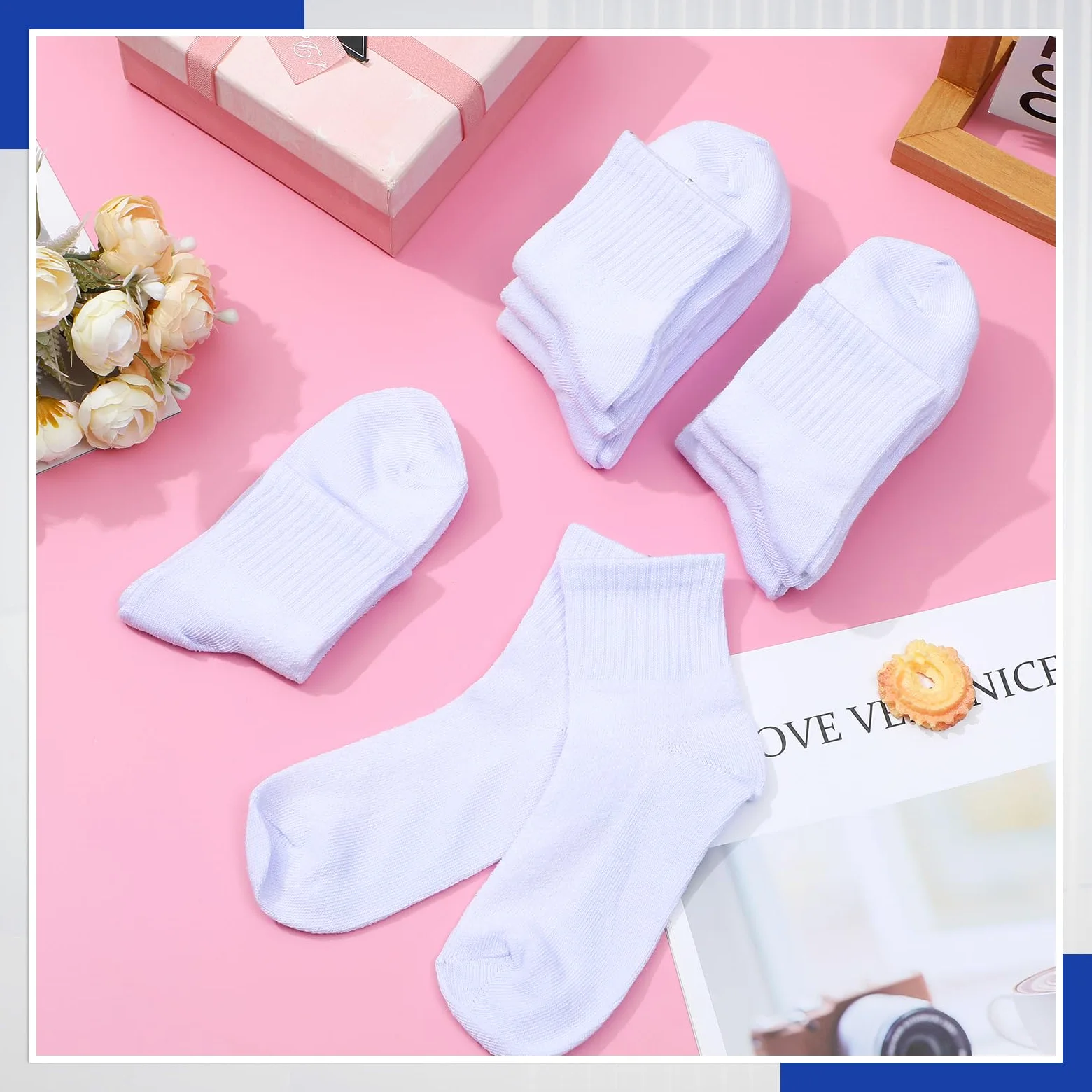Ramede 100 pares de calcetines para niños acolchados al tobillo suaves y acanalados para niñas