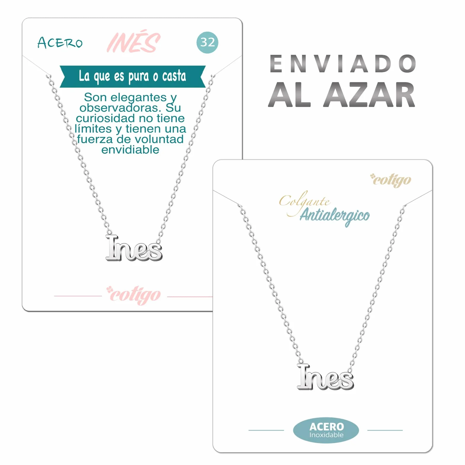 Collar Nombre Acero Plateado Dorado Regalo Personalizado Mujer