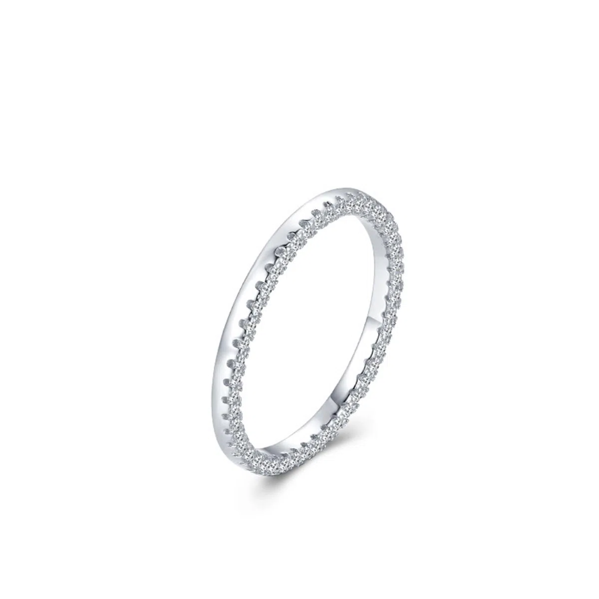 KnSam Anillo solitario de oro blanco de 9 K/14 K/18 K, joyas de oro auténtico, anillo apilable clásico con moissanita, anillos de pareja de oro blanco Au 375/585/750, talla 47-65