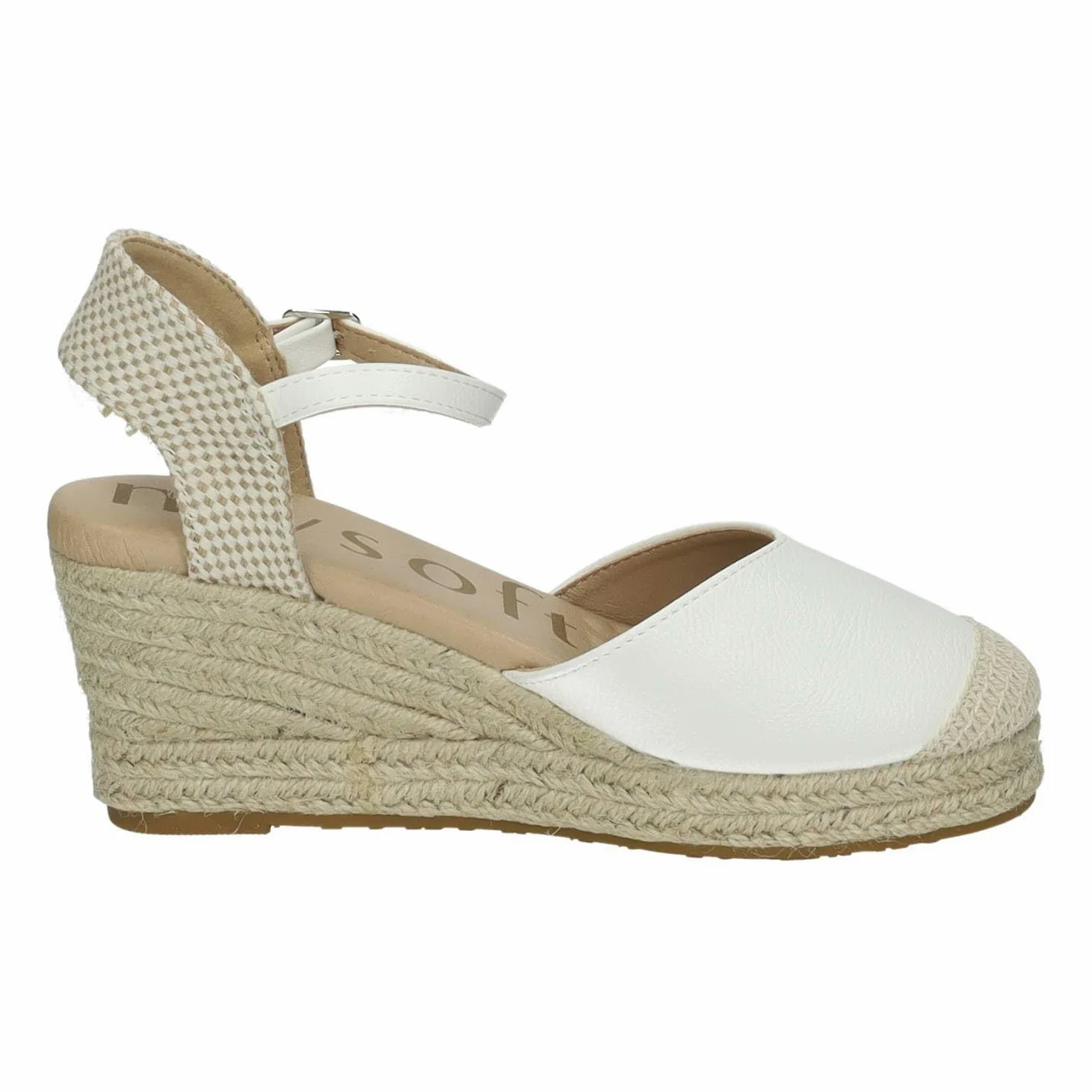 mysoft 25M150 Alpargatas con cuña Blanca para Mujer, diseño Elegante y cómodo Hecho en España Mujer Alpargatas