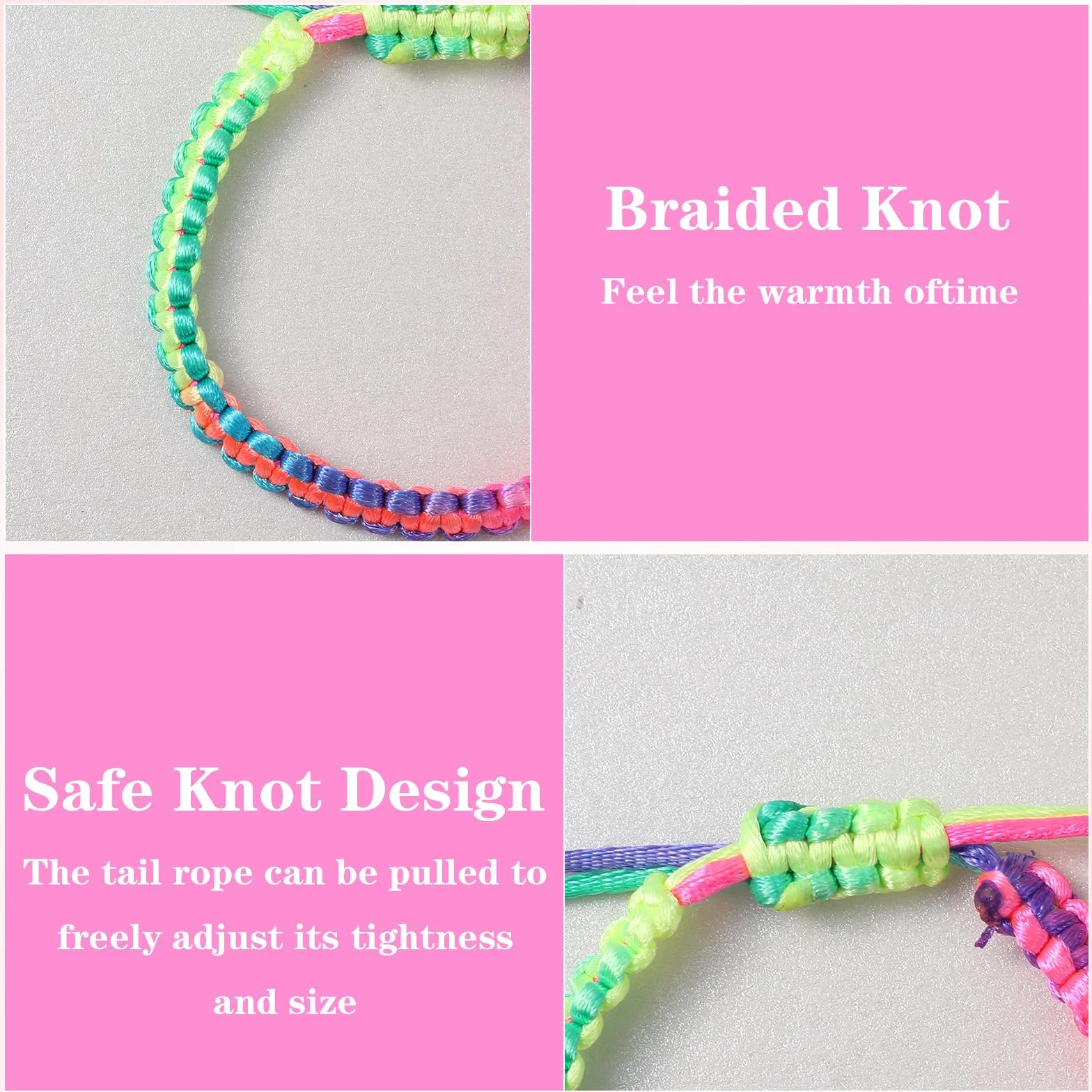 20 pulseras coloridas de la amistad, ajustables, para niños, pulseras tejidas, pulseras de la amistad para hombre y mujer