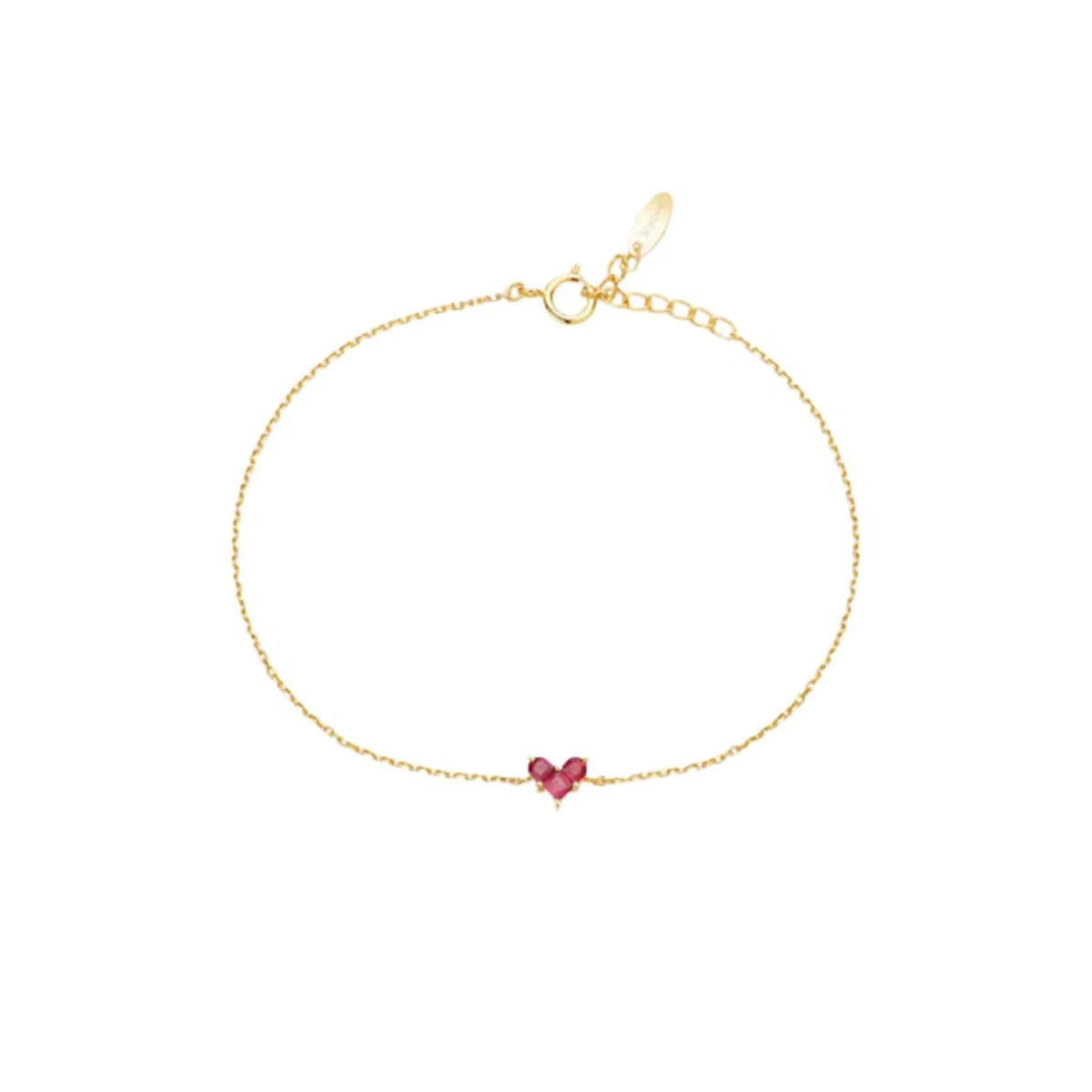 Pulseras de oro para mujer, pulsera de cadena de oro amarillo con rompecabezas de rubí de corazón de 0,21 quilates