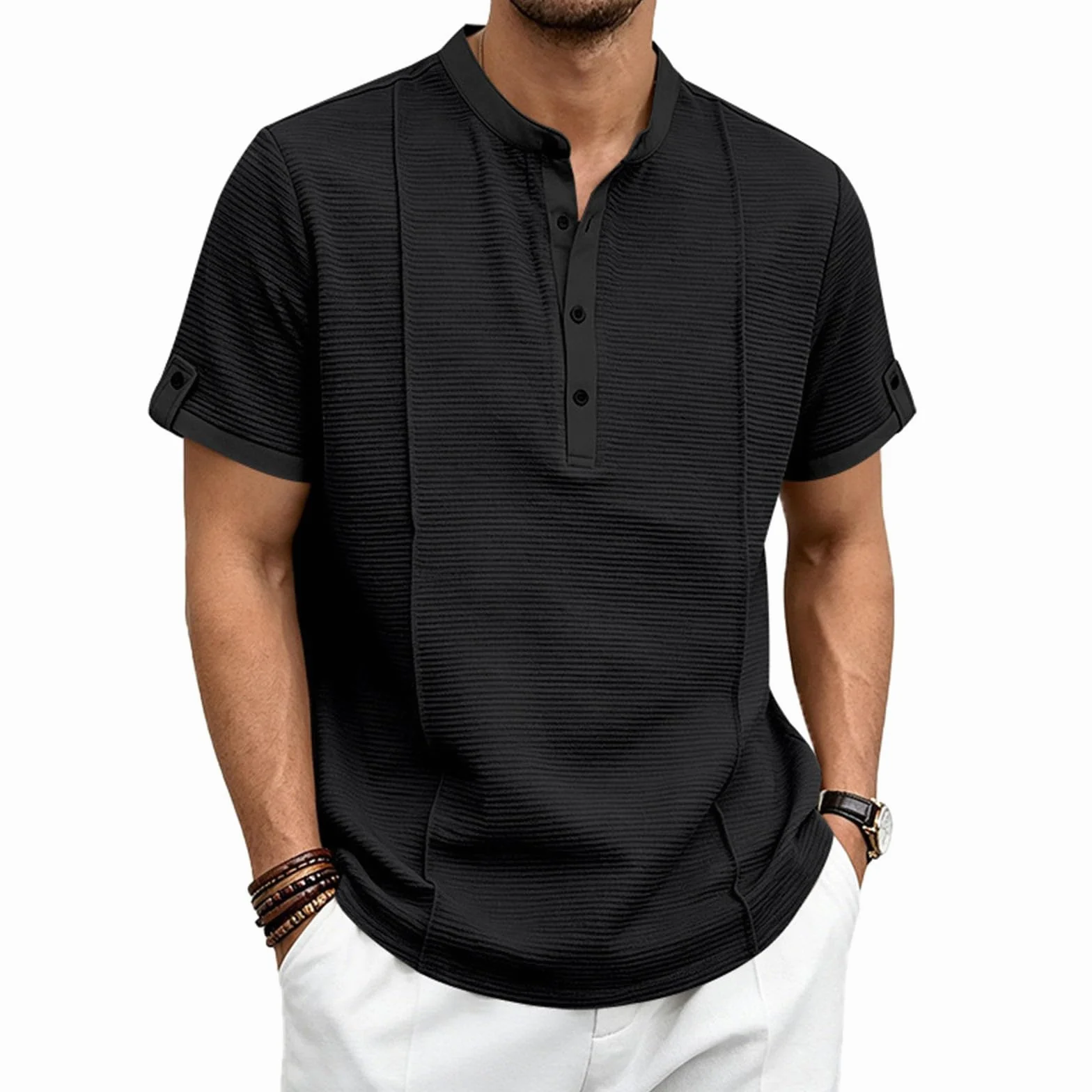 Breeze Polo hombre barriga cerveza elástico clásico tiempo libre golf transpirable cuello estructurado manga corta ocio ultrasuave