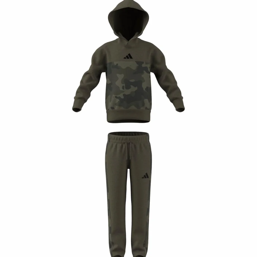 adidas Unisex Kids' Conjunto de chándal de felpa con estampado de camuflaje Seasonal Essentials